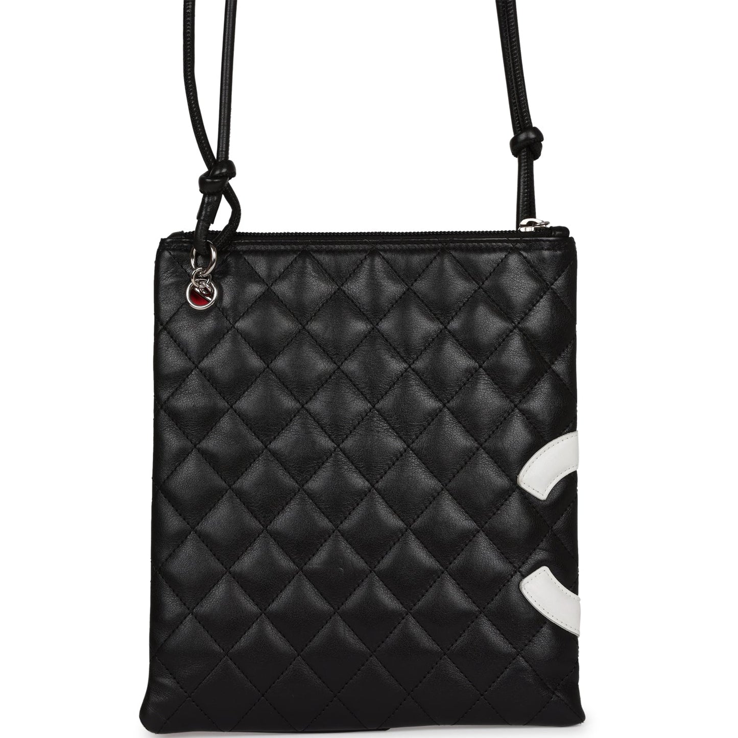 Chanel Cambon Flat Messenger Black and White Lambskin Silver Hardware