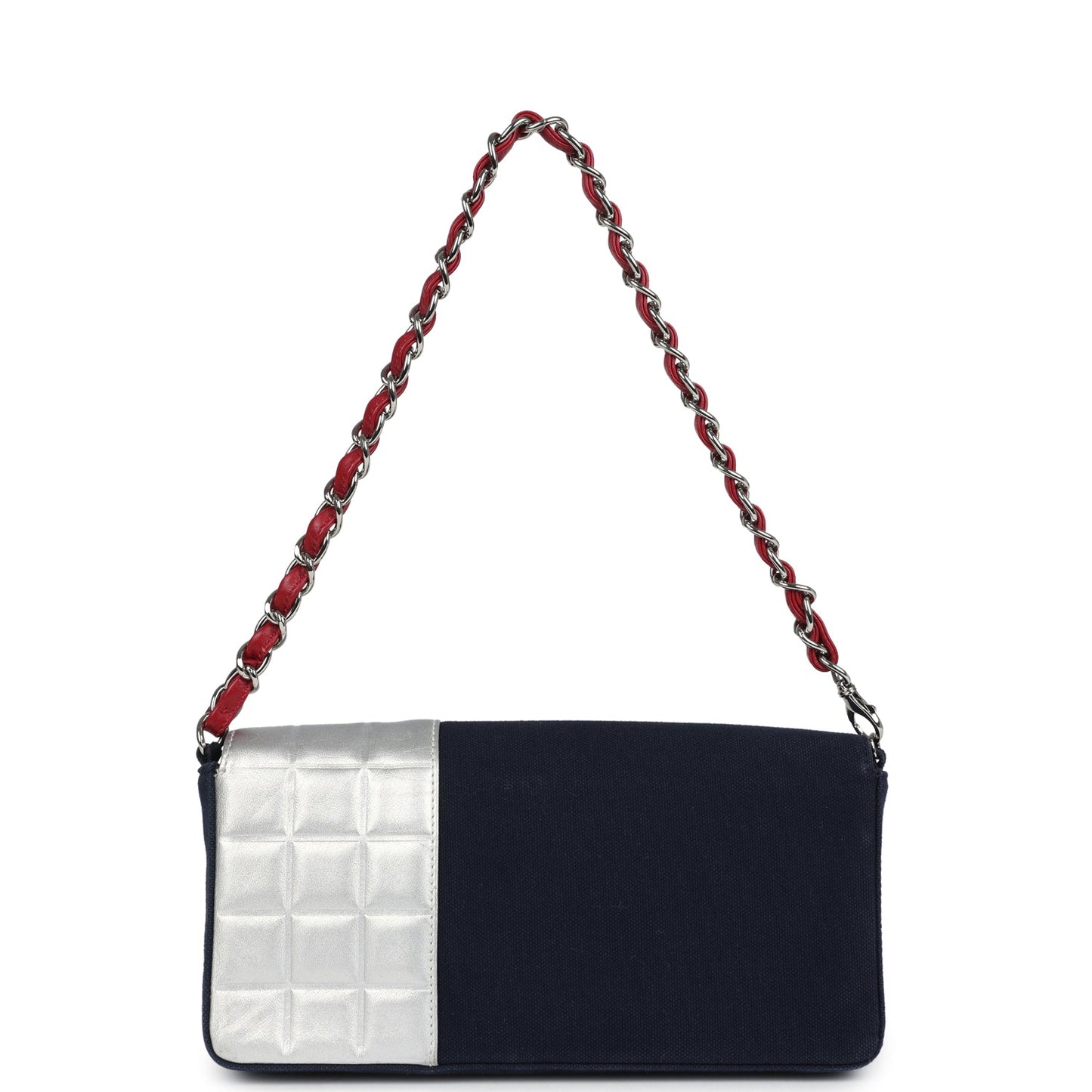 Chanel N0.5 Chain Shoulder Bag Navy, Silver, Red Canvas Silver Hardware