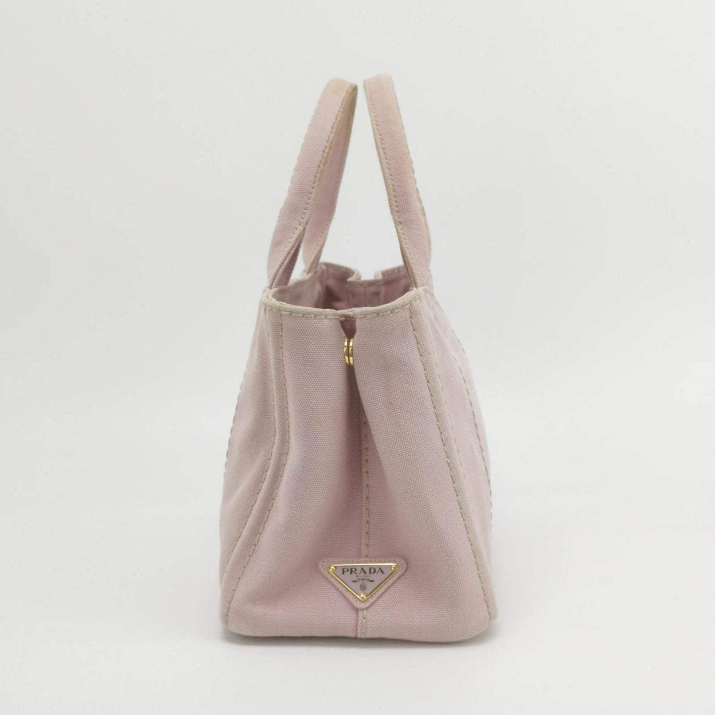 Prada Canape Tote Top Handle Bag With Strap Canvas Pink Tote Bag