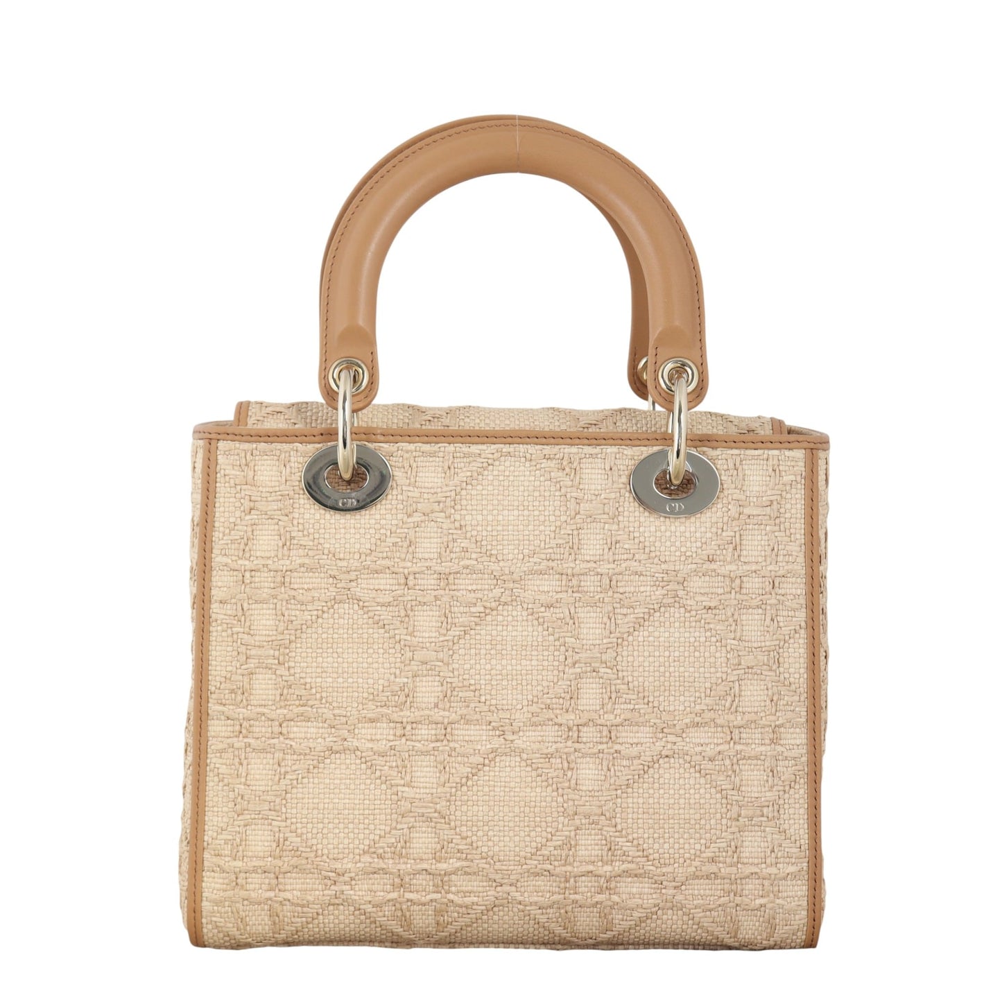 Dior Lady D Lite Handbag Raffia Medium Travel Bag