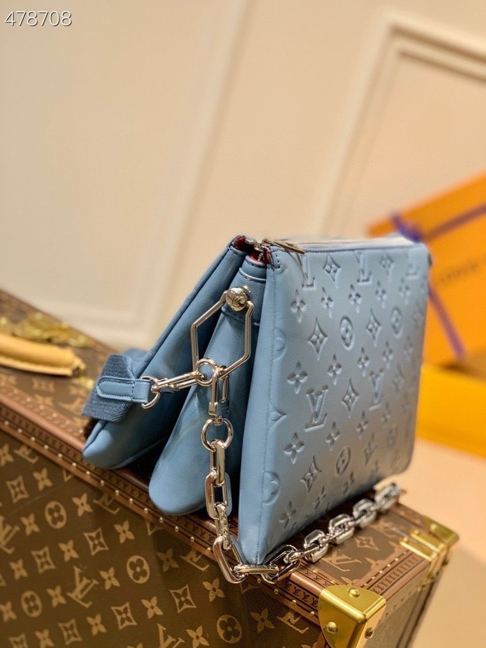 Top Quality Coussin Pm Embossed Puffy Light Monogram Blue Crossbody Bag