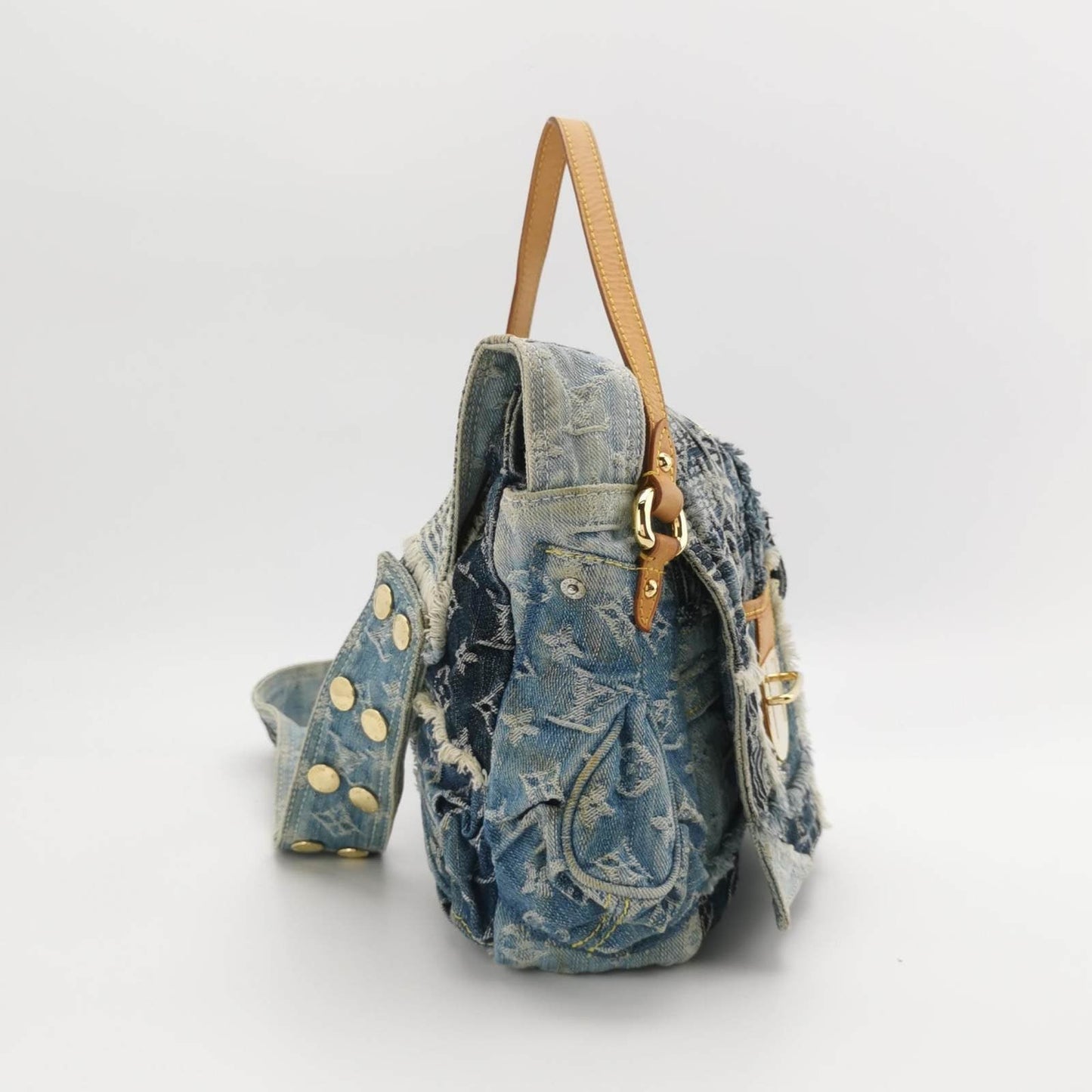 Louis Vuitton Postie Patchwork Denim Messenger Monogram Blue Crossbody Bag