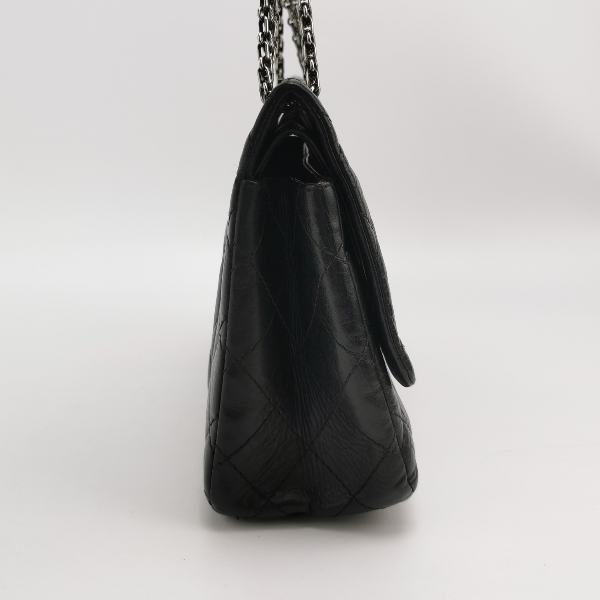 Chanel 2.55 Flap Shiny Calfskin Black Leather Shoulder Bag