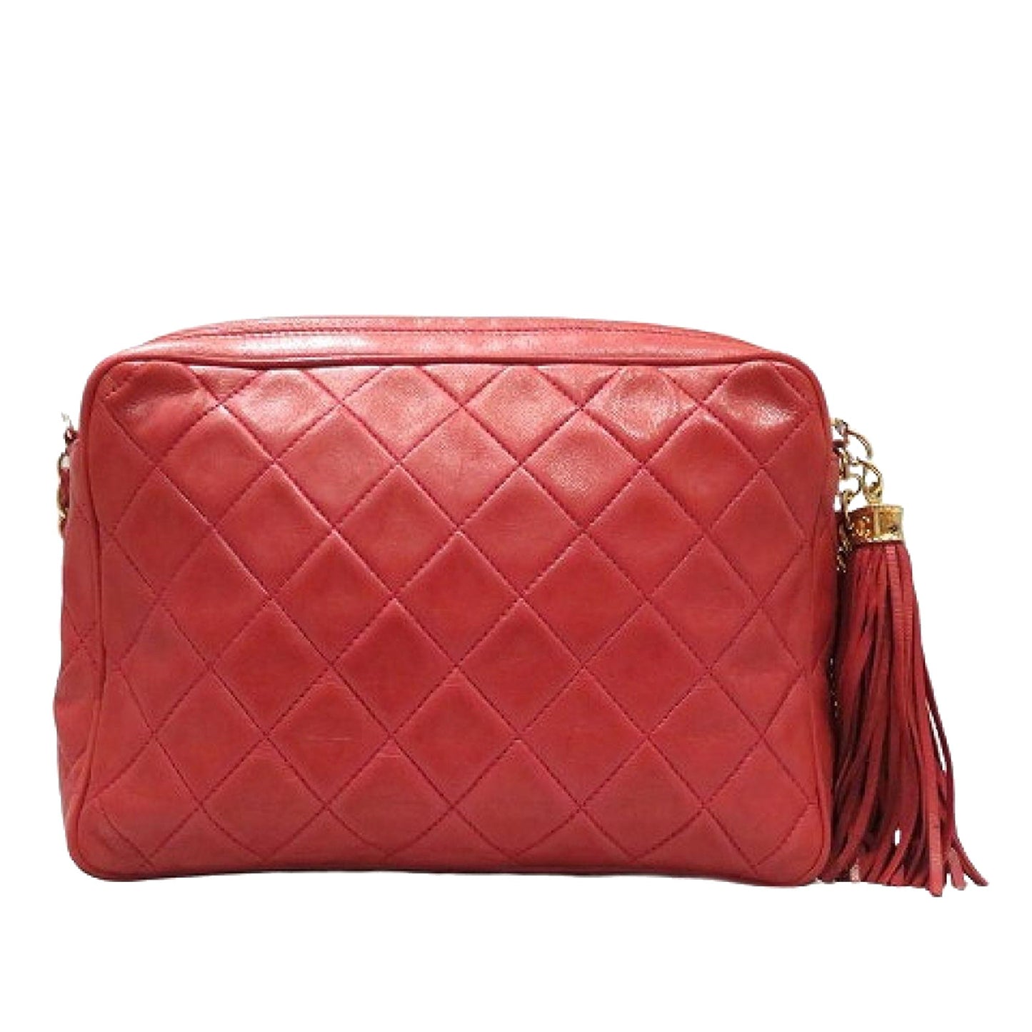 Chanel CC Lambskin Crossbody Leather Red Crossbody Bag