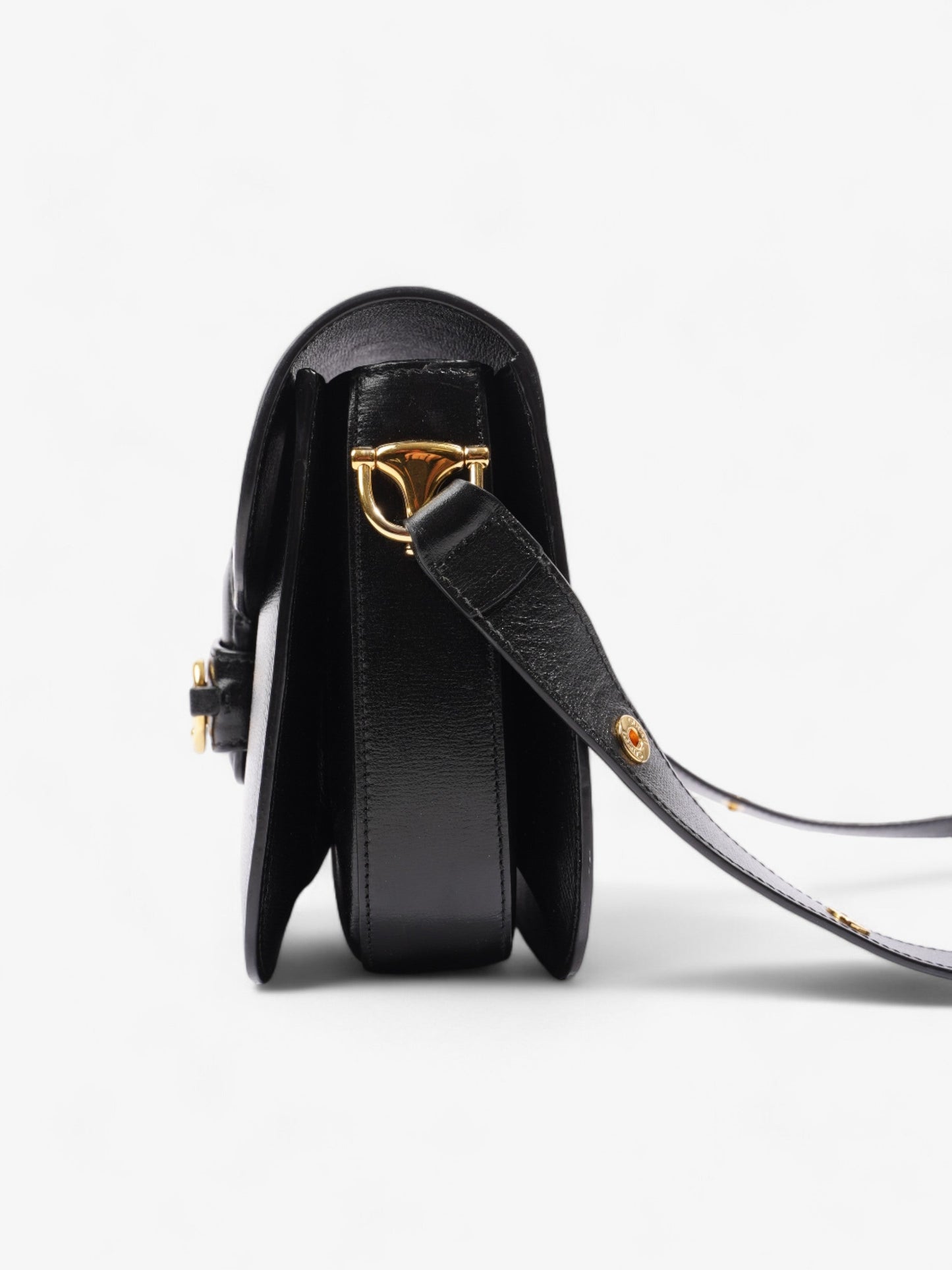 Gucci Horsebit Shoulder Bag Leather Black Black Leather