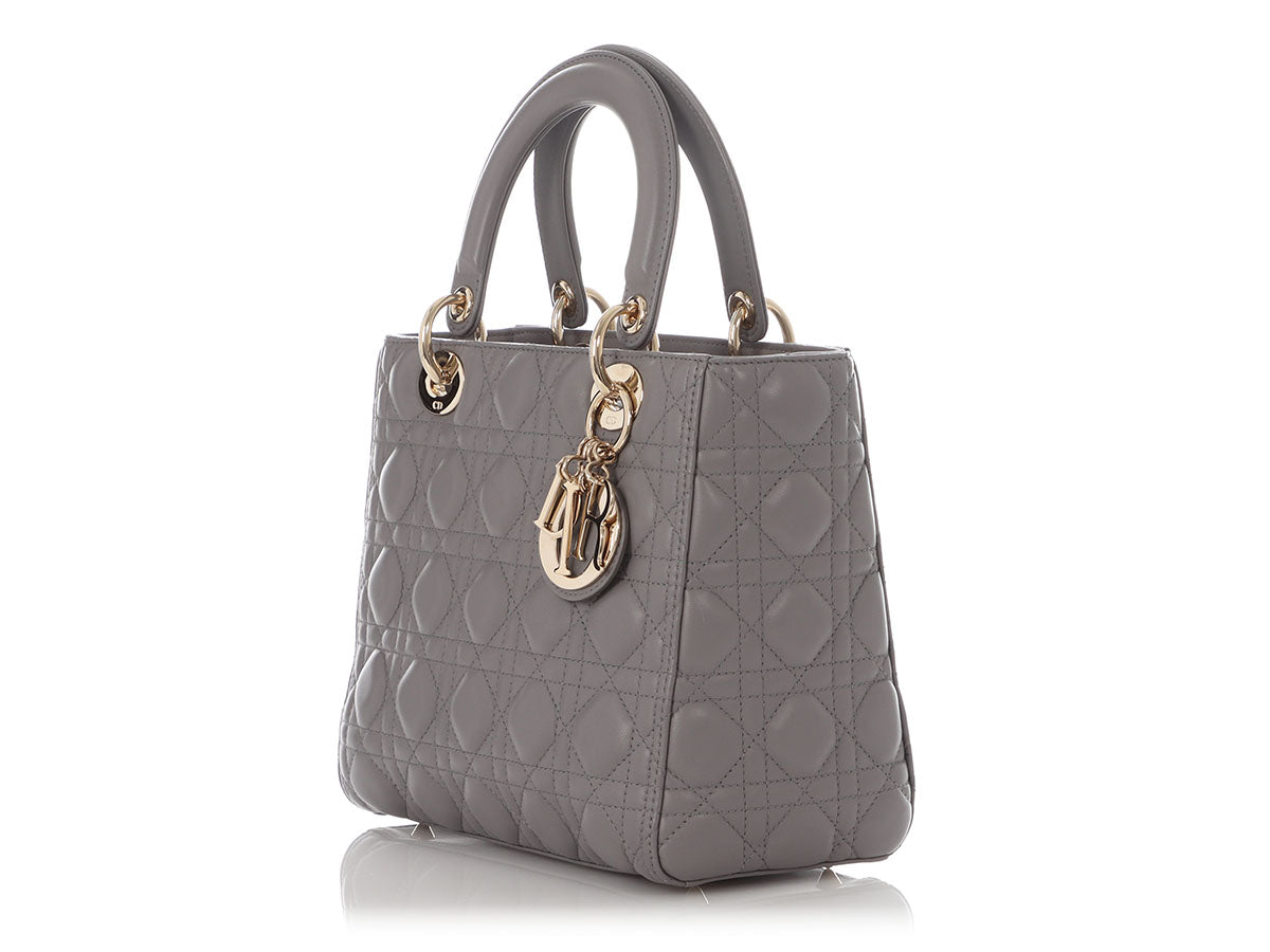 Dior Iron Lady Tote Bag Lambskin Gray Medium