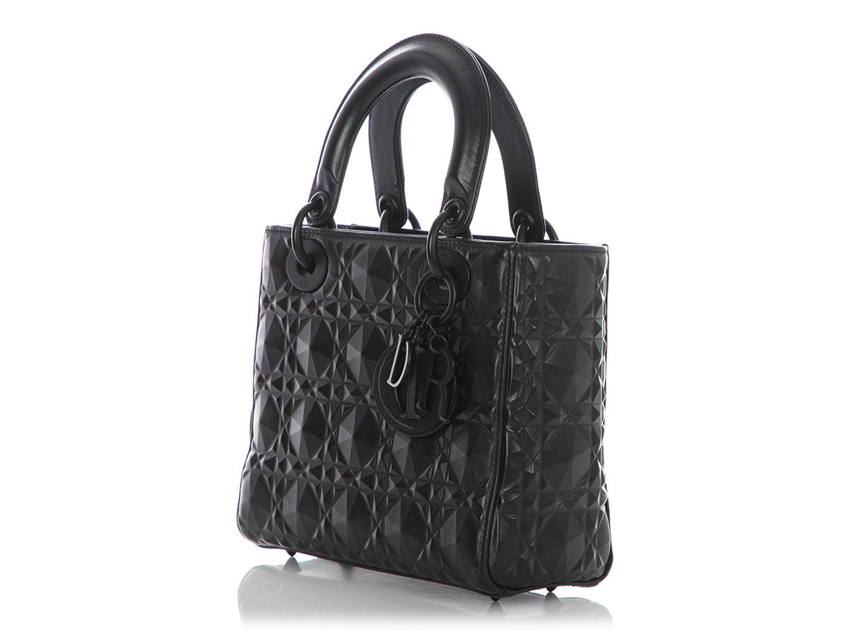 Dior Matte My Abc Diamond Motif Lady Shoulder Bag Black Small