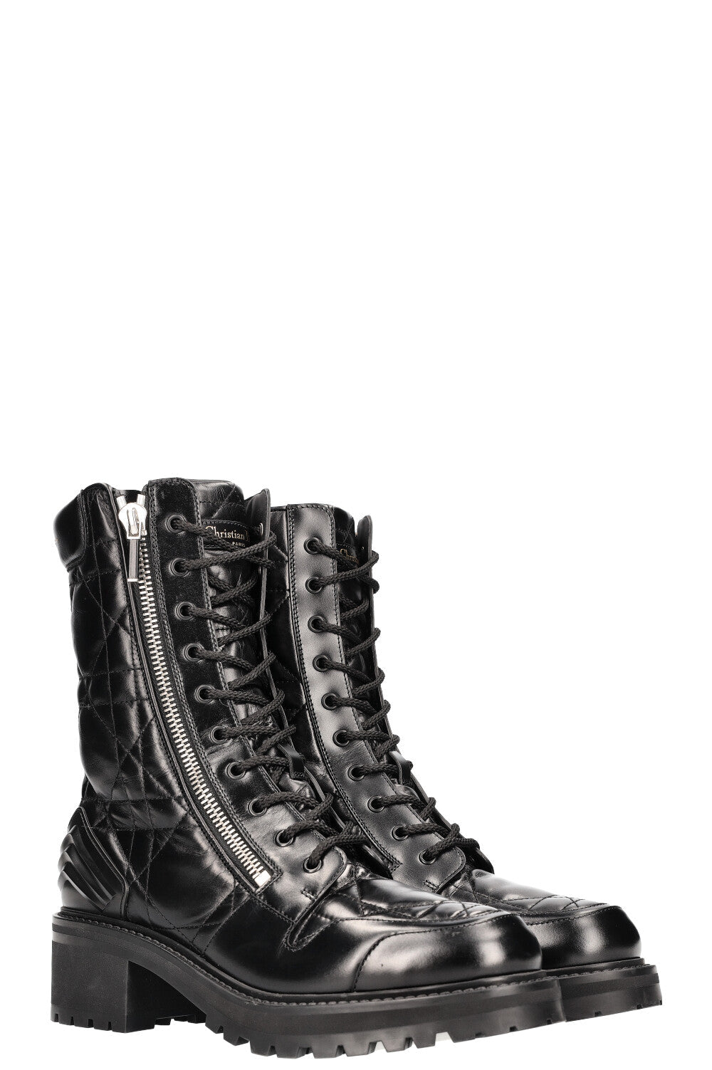Dior D-Ankle Boots Cannage Leather Black Shoes