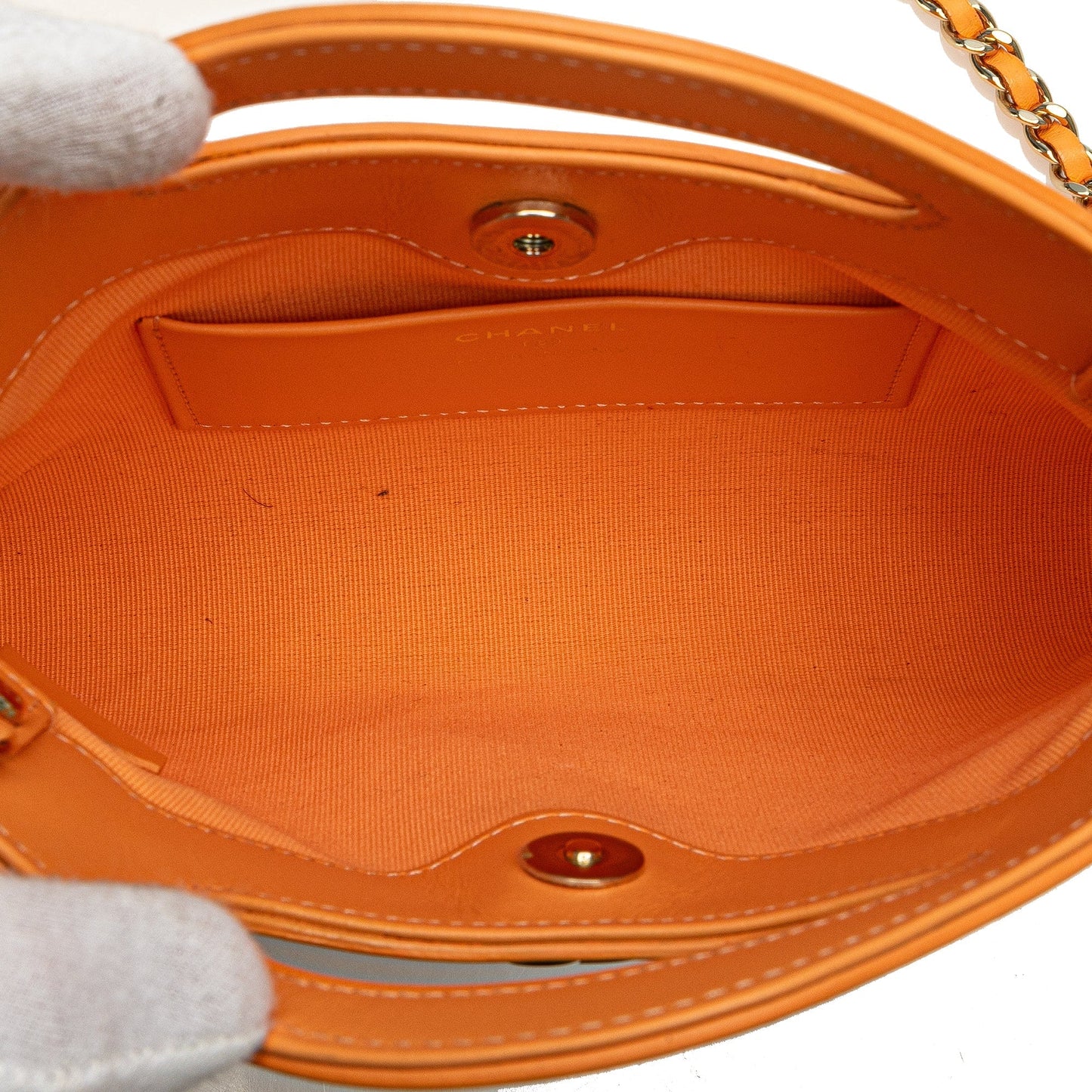 Orange Chanel Nano Shiny Crumpled Calfskin 31 Shopping Bag Satchel