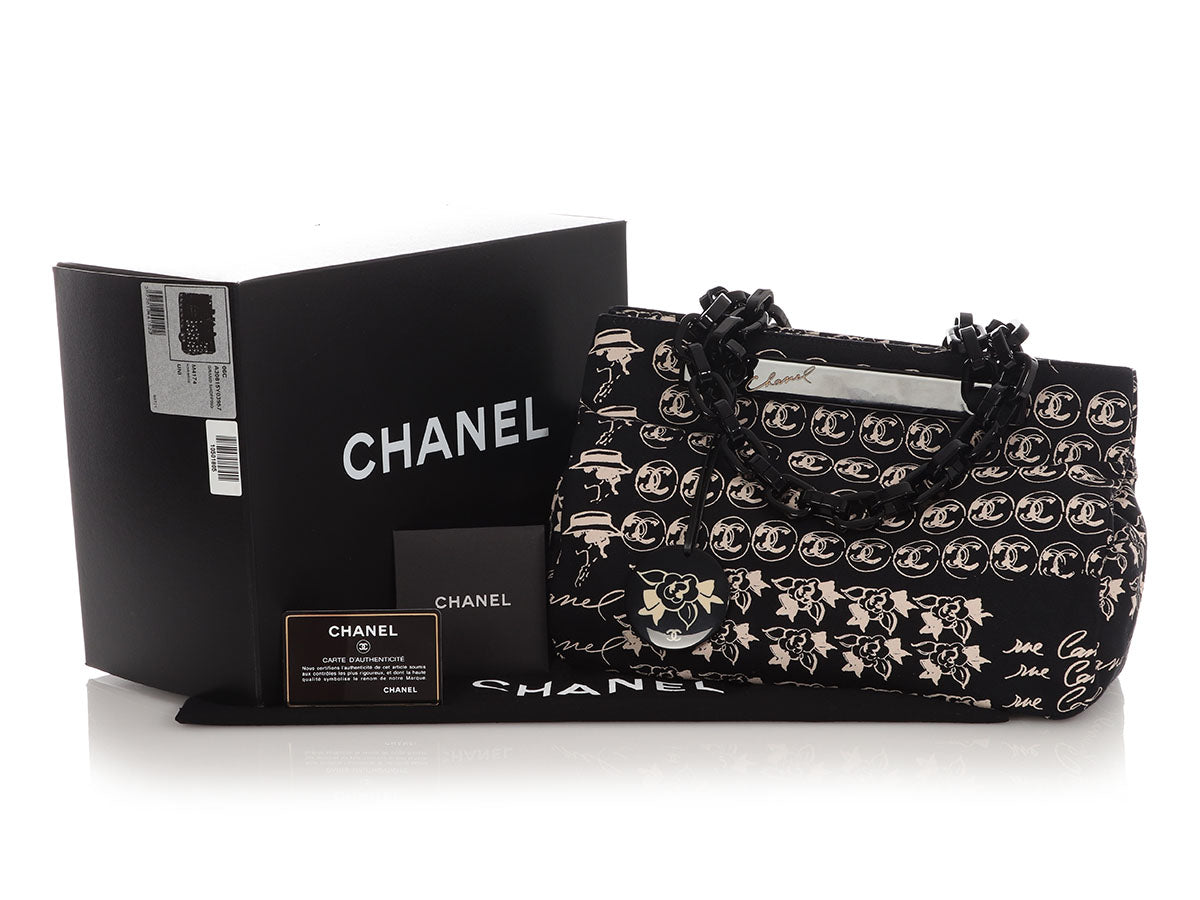 Chanel and Resin Camellia Shoulder Bag Canvas Black