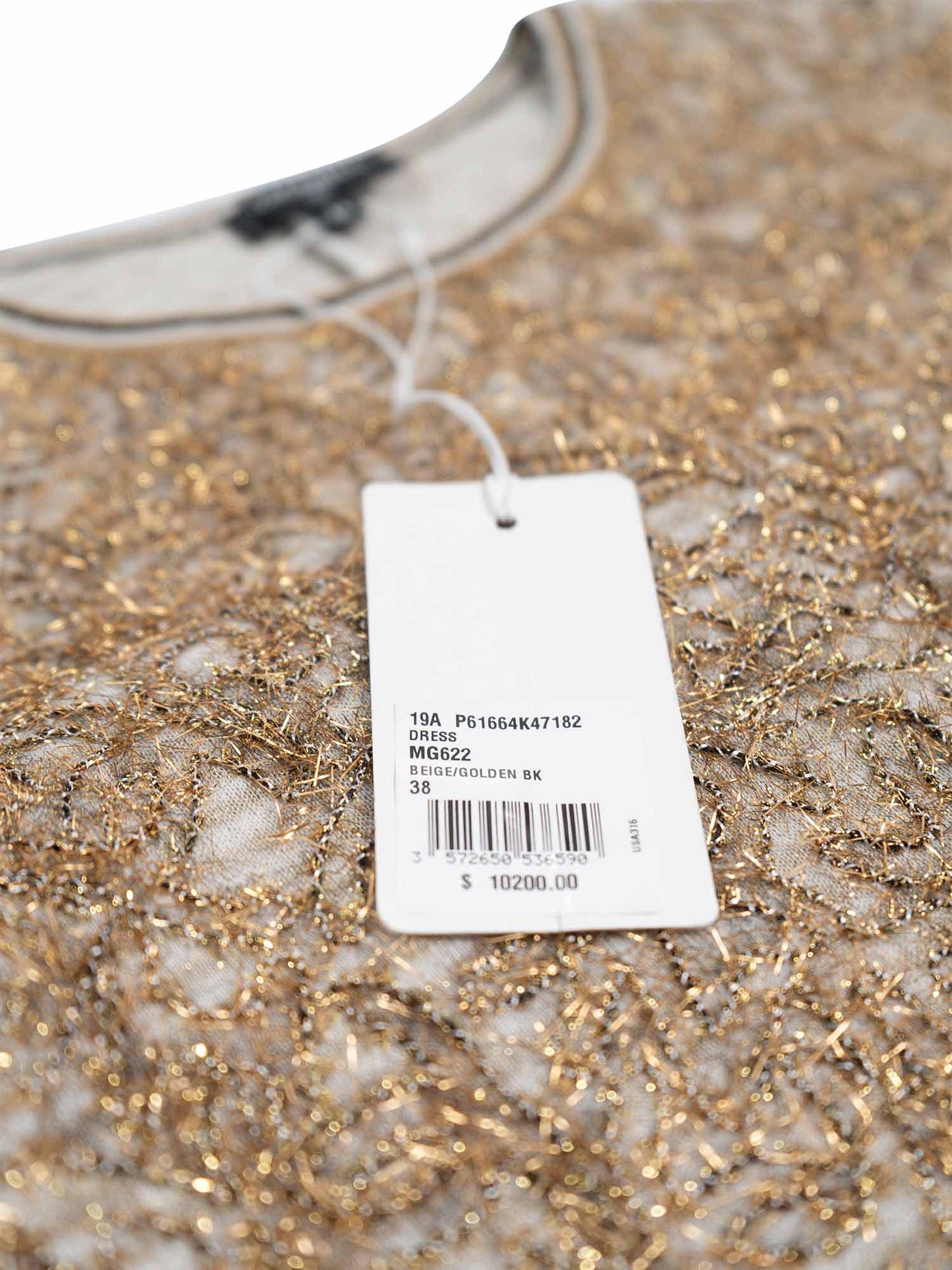 Chanel A Runway CC Logo Lesage Knit Mermaid Long Dress Gold