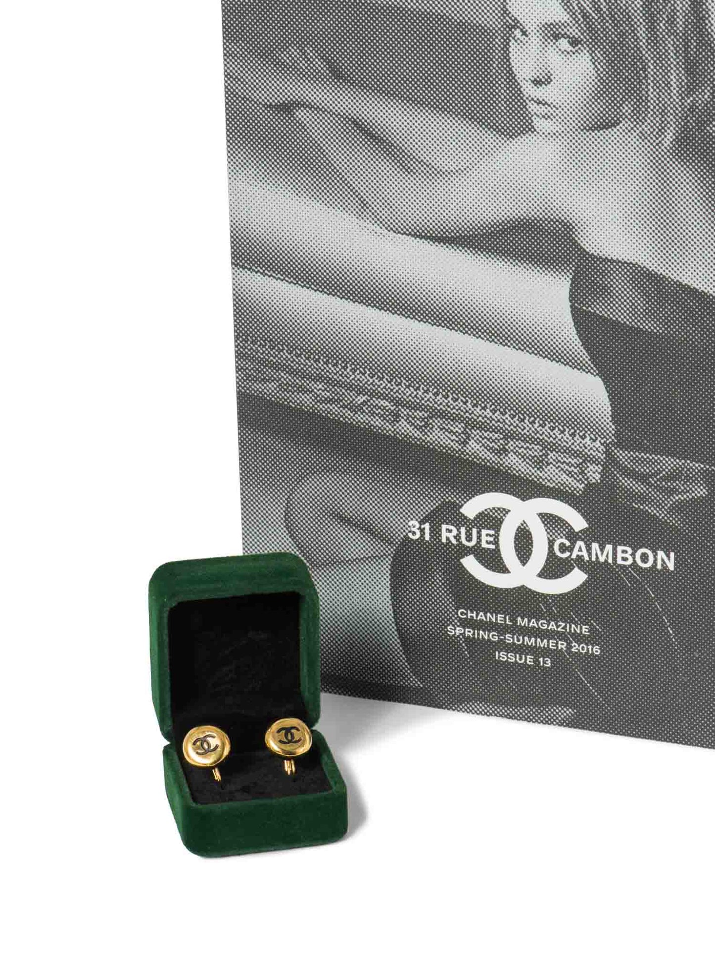 Chanel CC Logo K Gold Plated Earrings