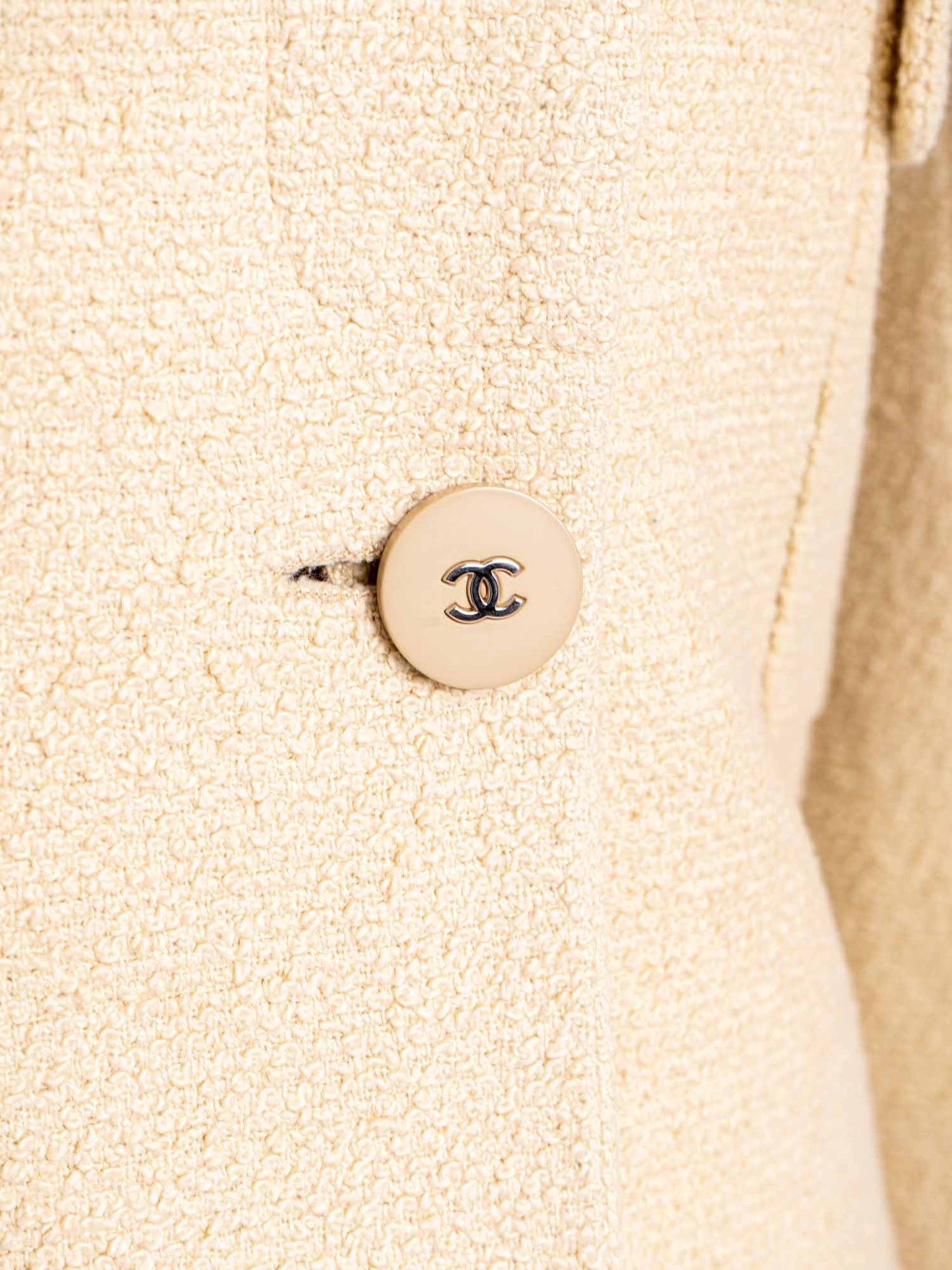 Chanel CC Logo s Tweed Fitted Jacket Beige
