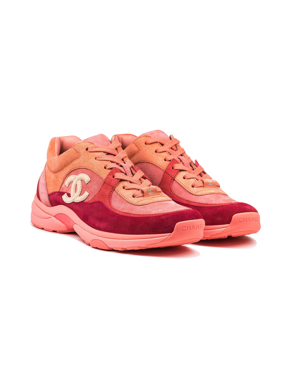 Chanel CC Logo Colorblock Suede Sneakers for Women