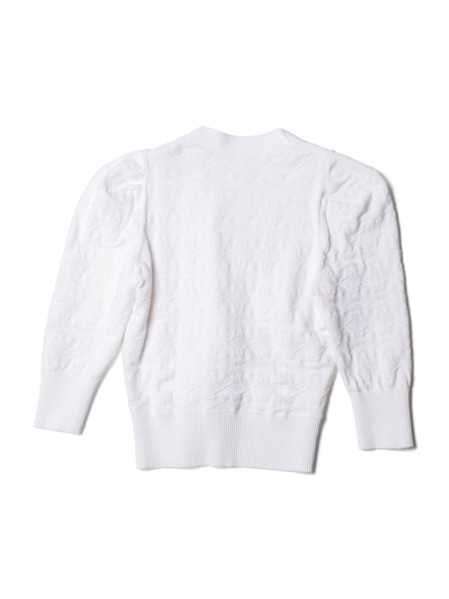 Chanel CC Logo Knit Button Down Cardigan White