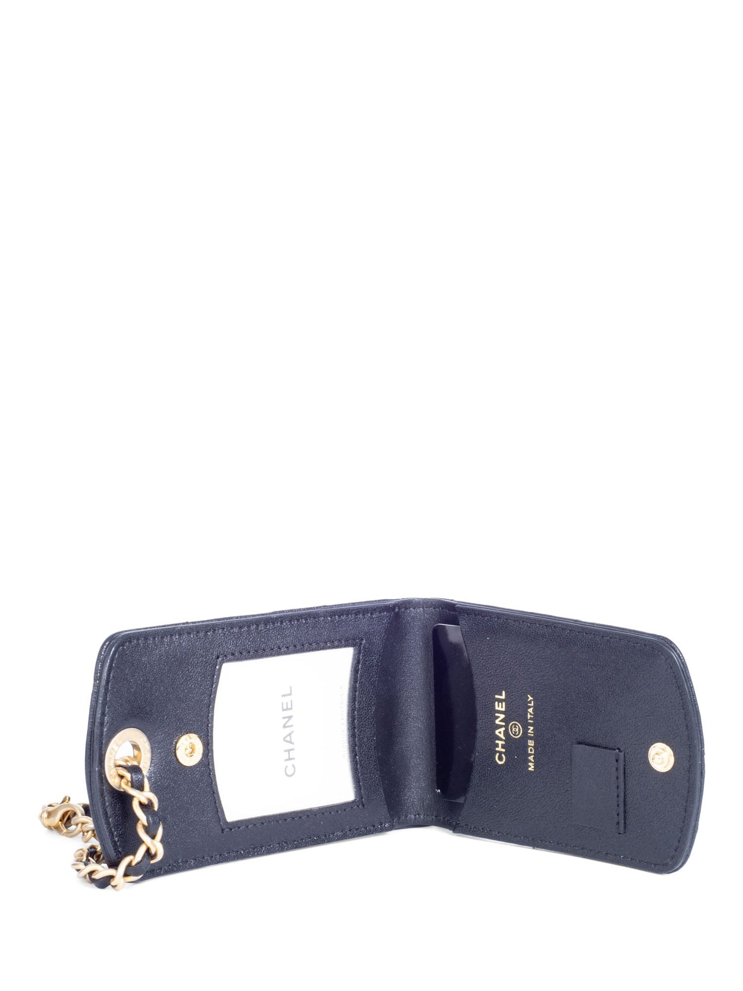 Chanel CC Logo Quilted Leather Credit Card Wallet Black Gold
