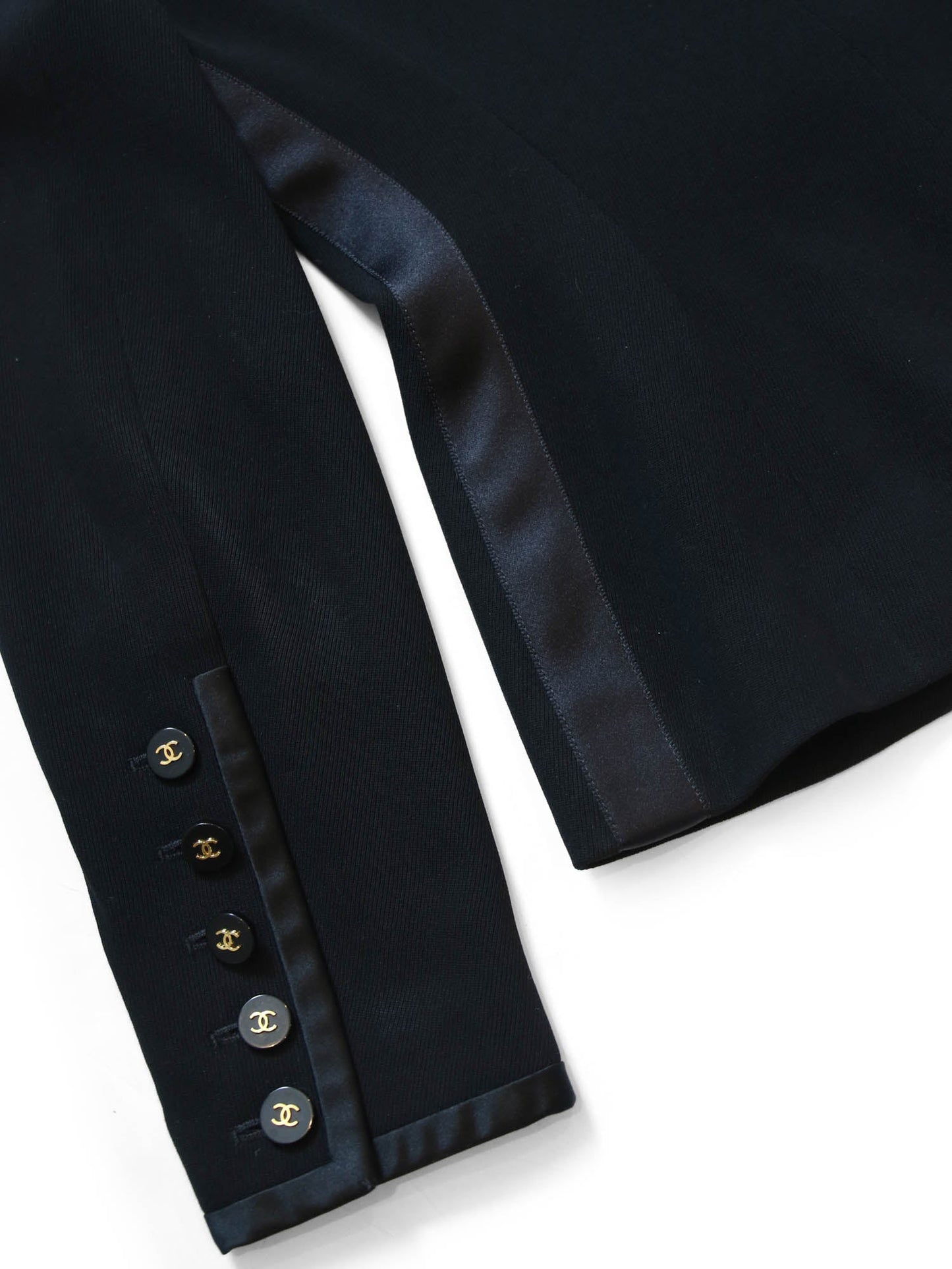 Chanel CC Logo Tweed Fitted Jacket Black Gold