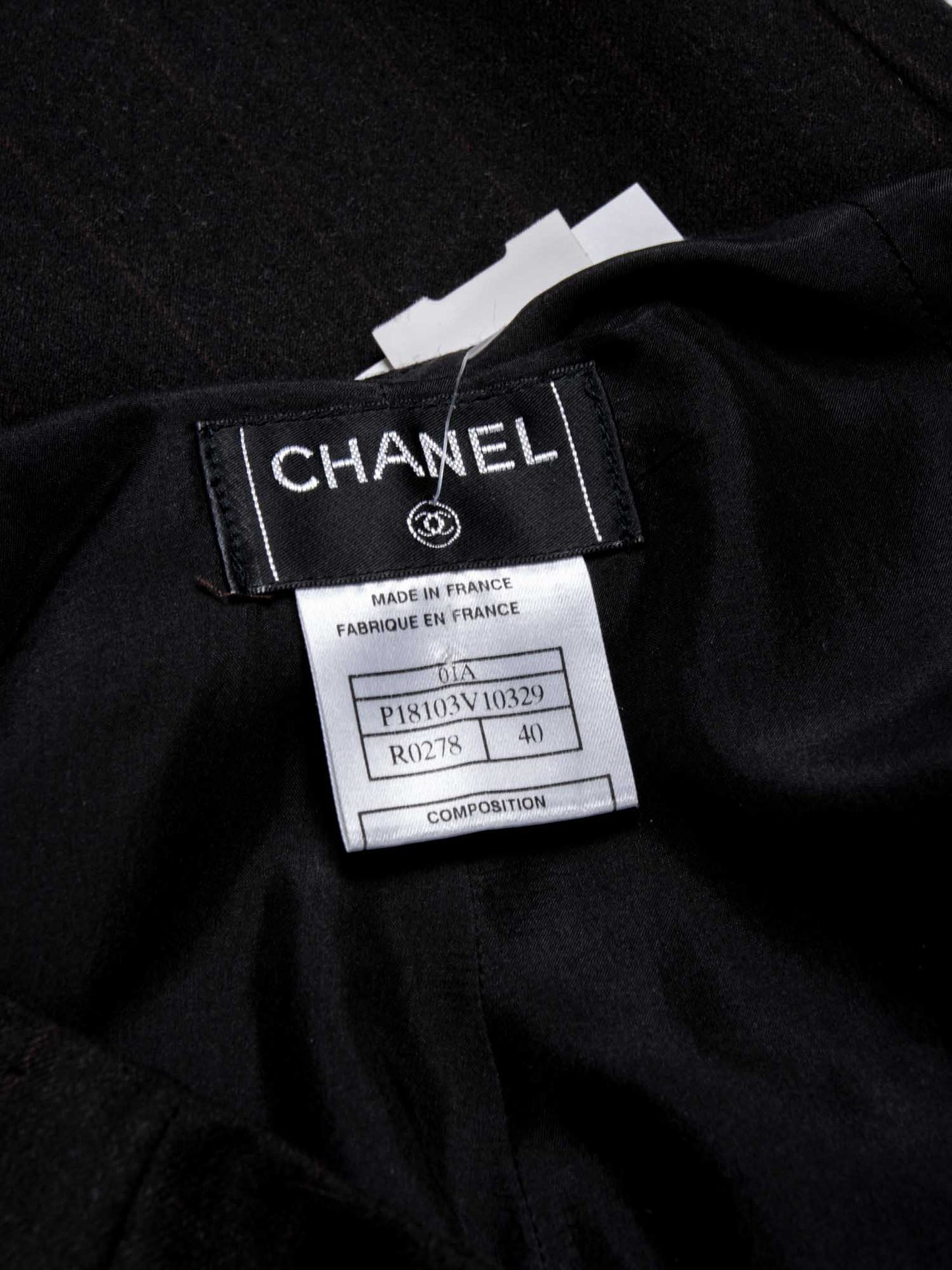 Chanel CC Logo Wool Cashmere High Waisted Pants Brown