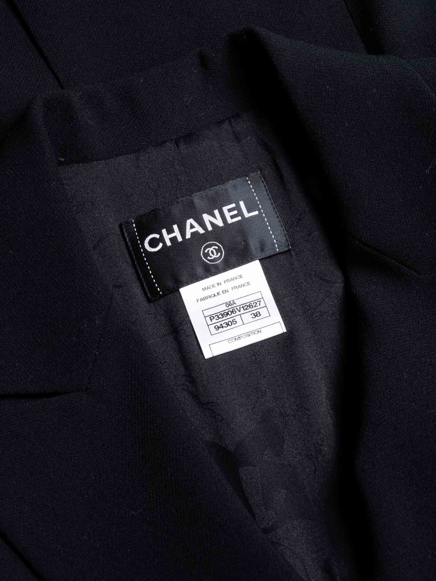 Chanel CC Logo Wool Tweed Fitted Jacket Black