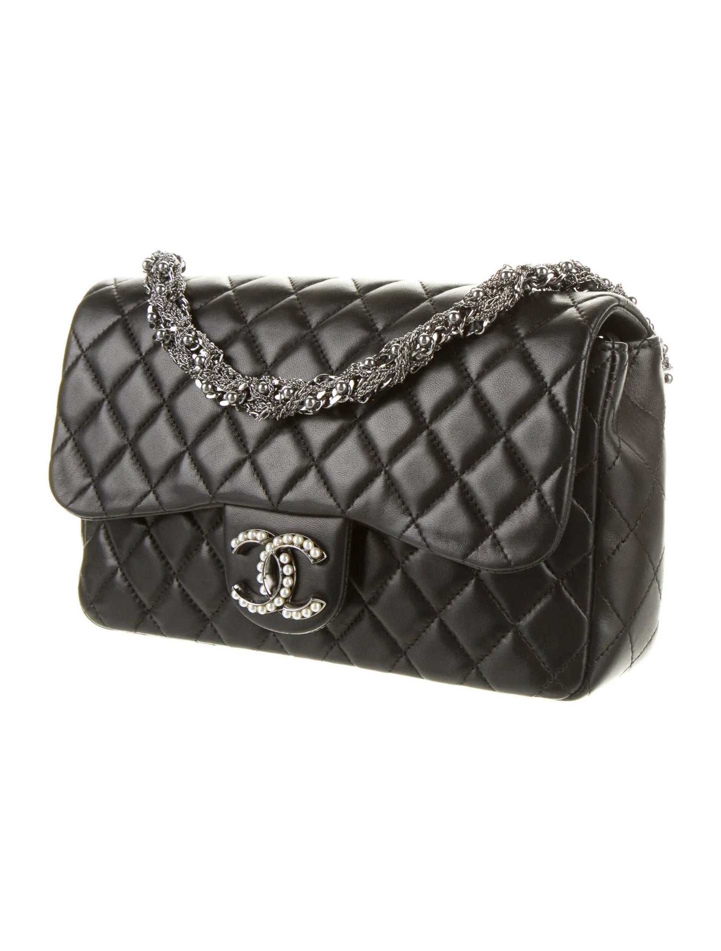 Chanel CC PEARL FLAP LAMBSKIN Handbag
