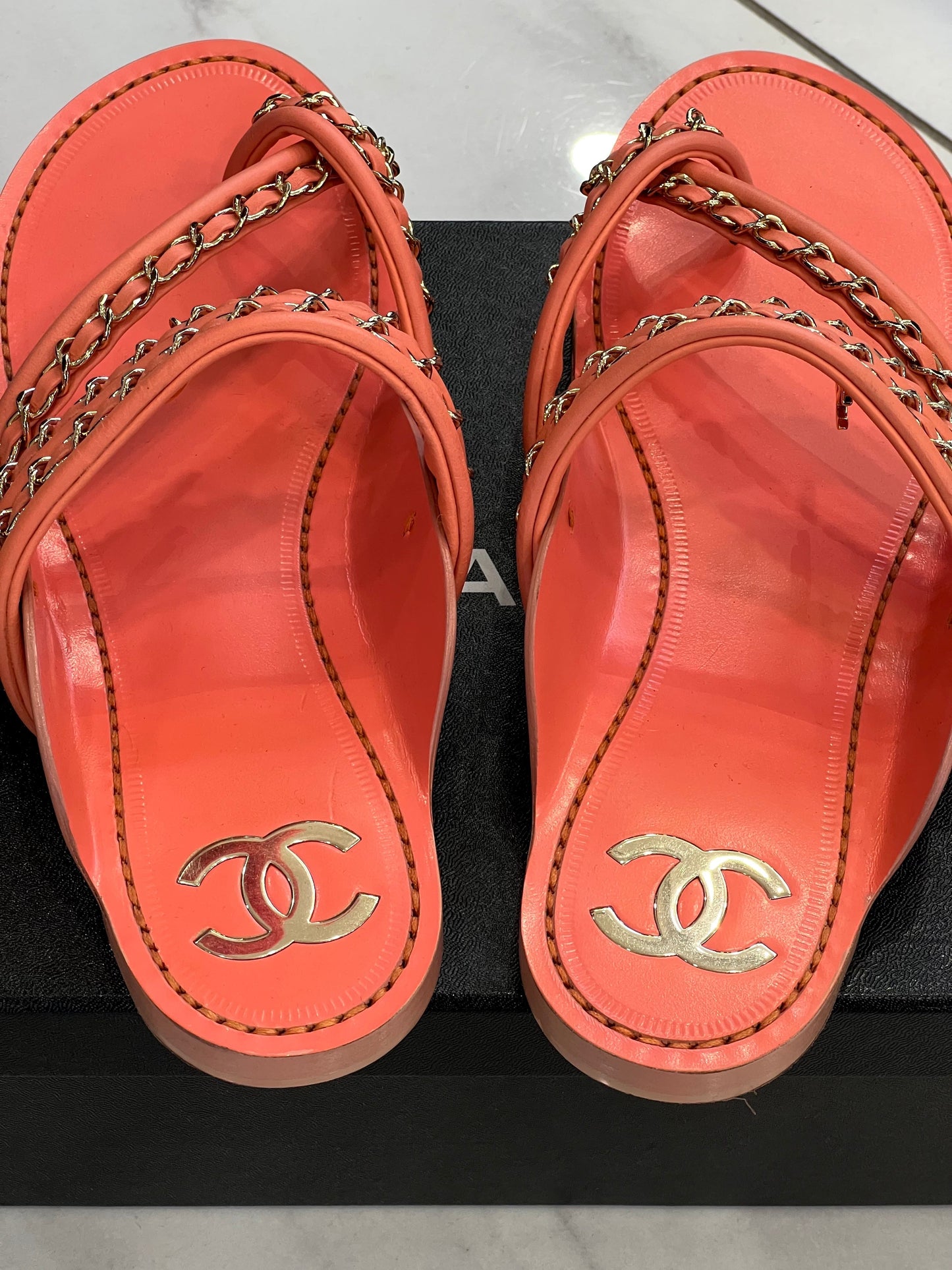 CHANEL CHAIN THONG SANDALS