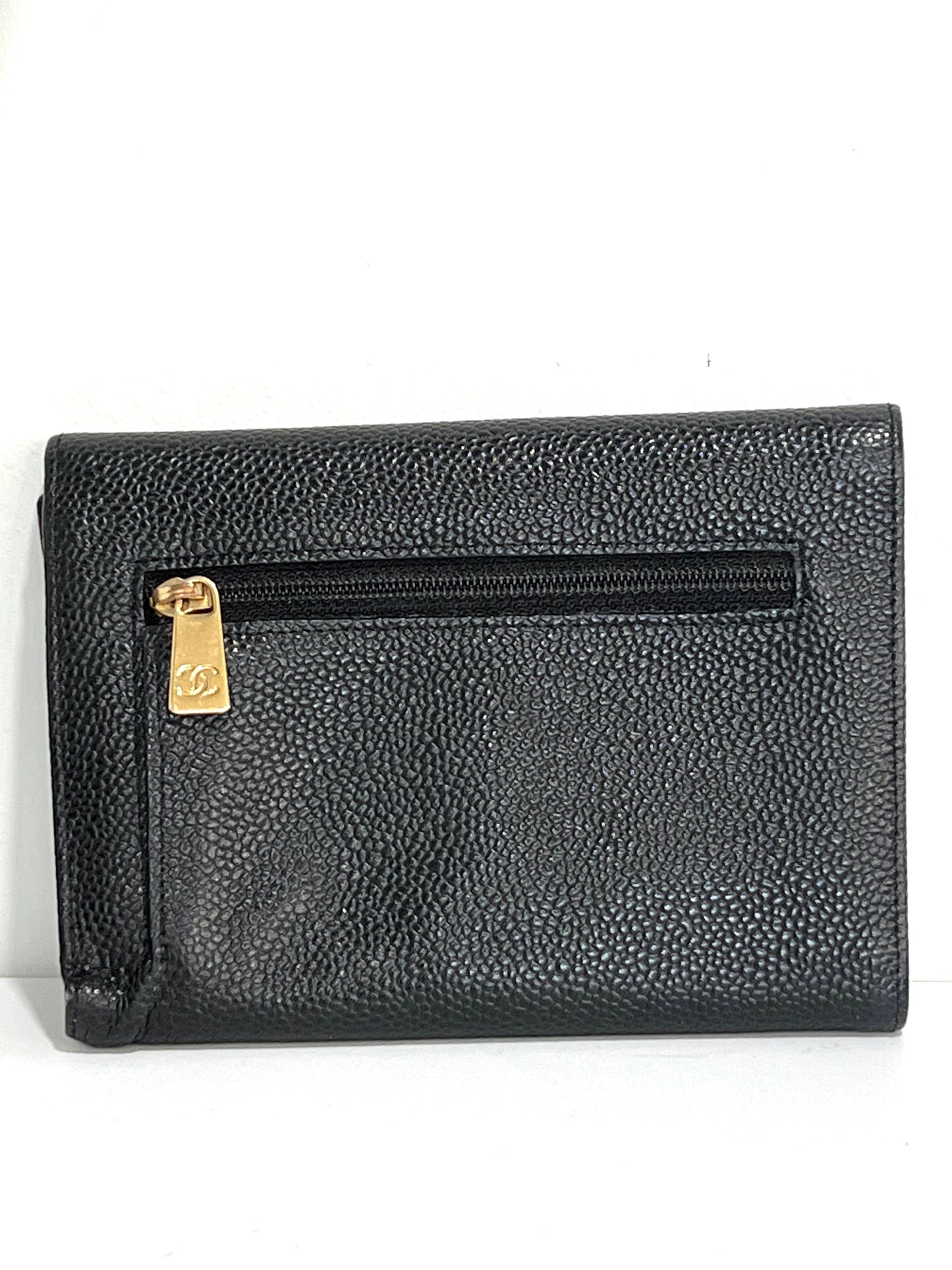 CHANEL COCO CAVIAR TRI-FOLD WALLET