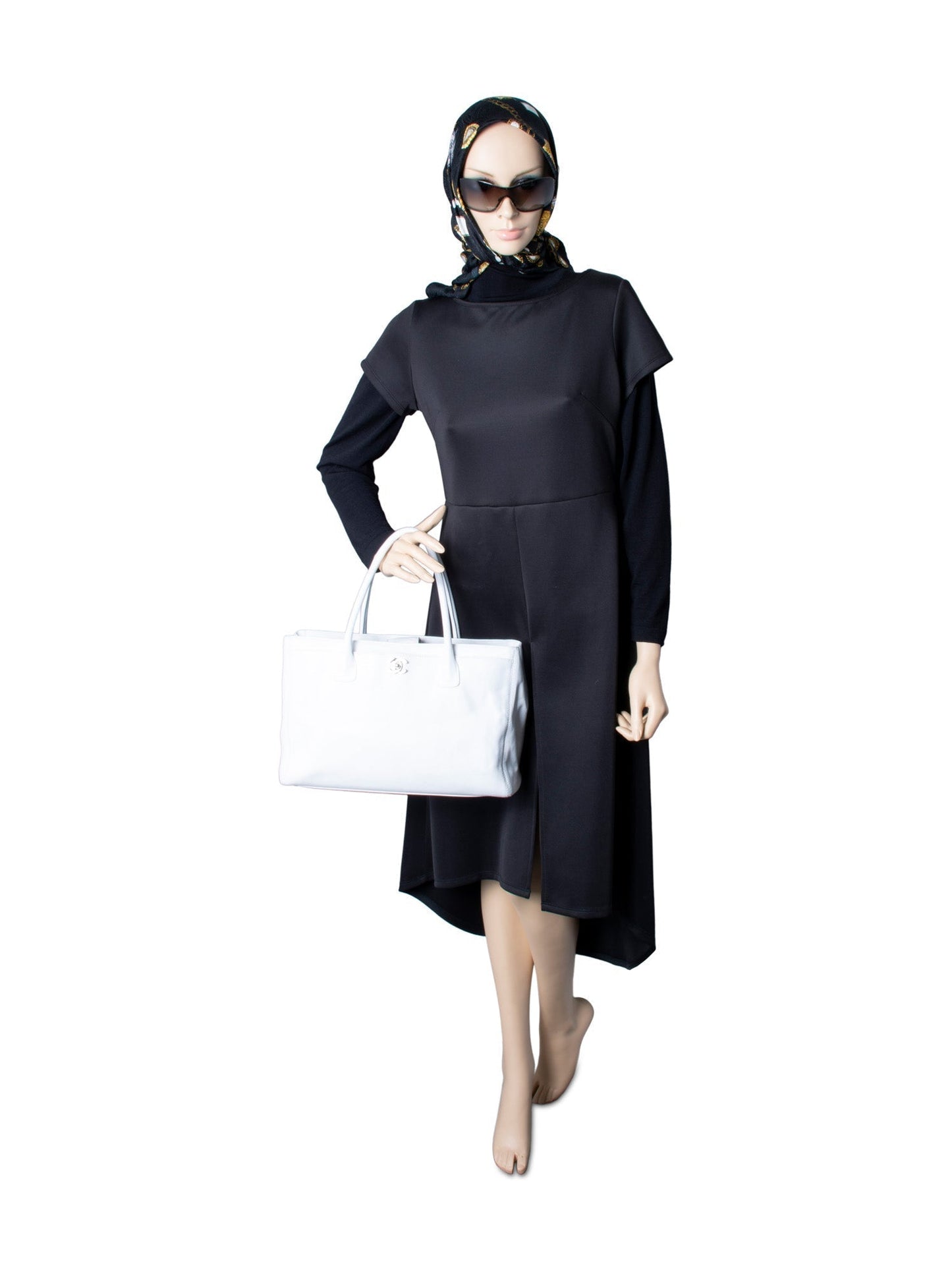 Chanel Caviar Leather Cerf Executive Shopper Tote White Silver