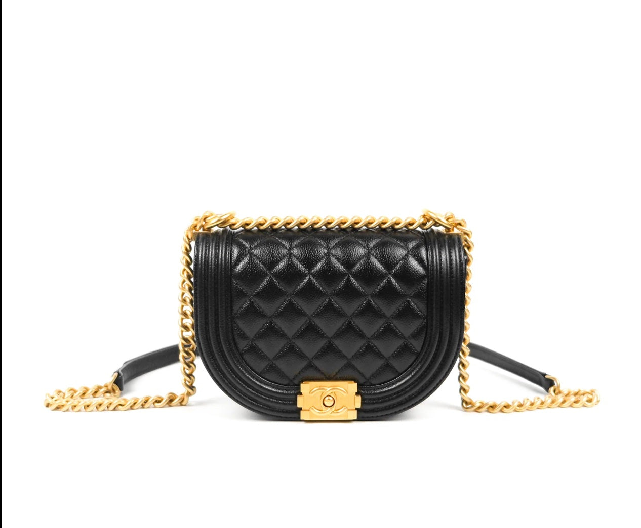 Chanel CAVIAR QUILTED BOY Small Leather Messenger Bag
