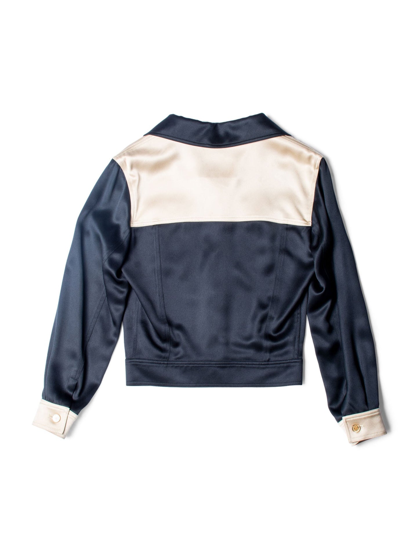 Chanel Clover Satin Silk Cropped Jacket Black Gold