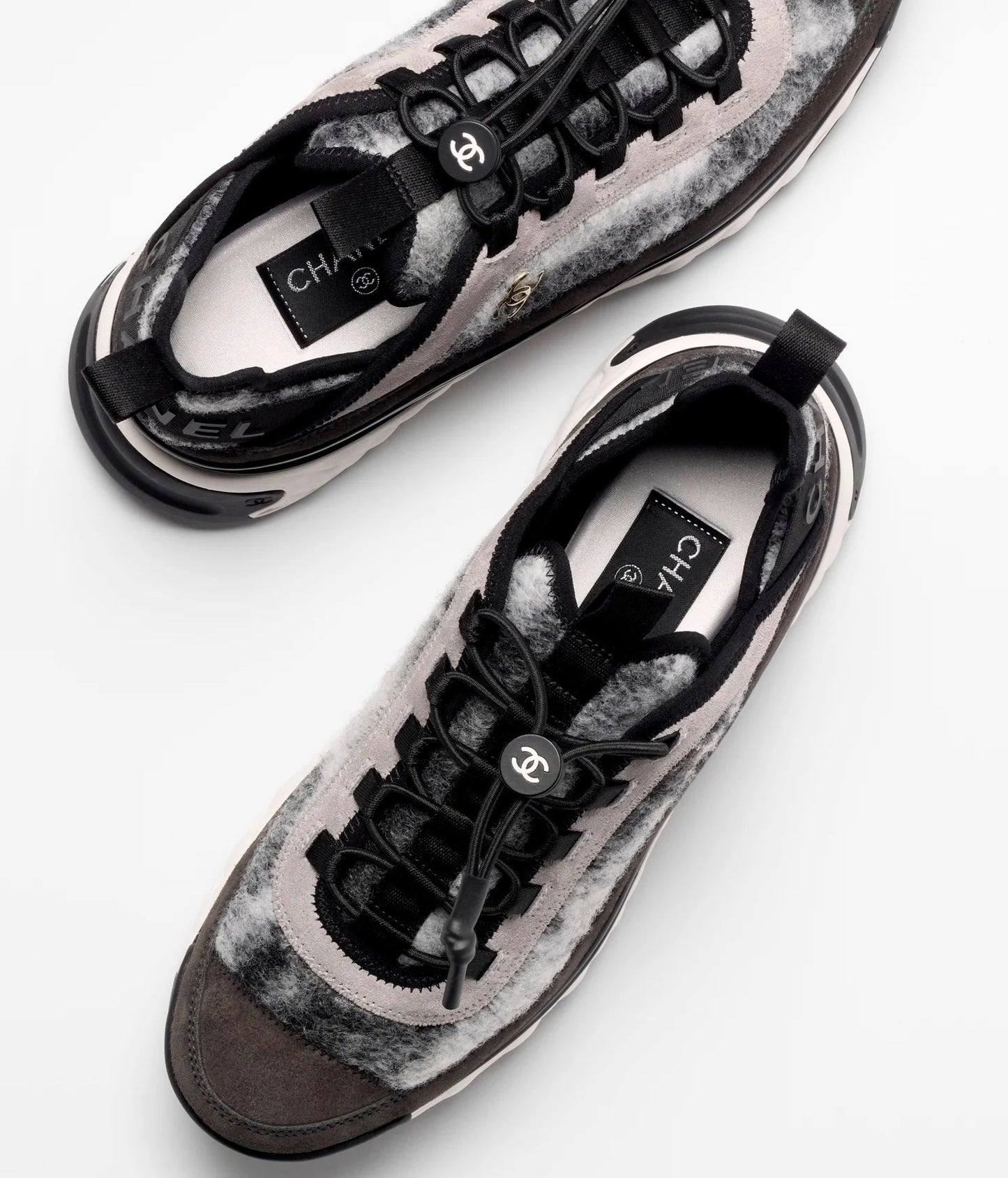 Chanel Mixed Fabric Suede Calfskin Low Top Sneakers for Women
