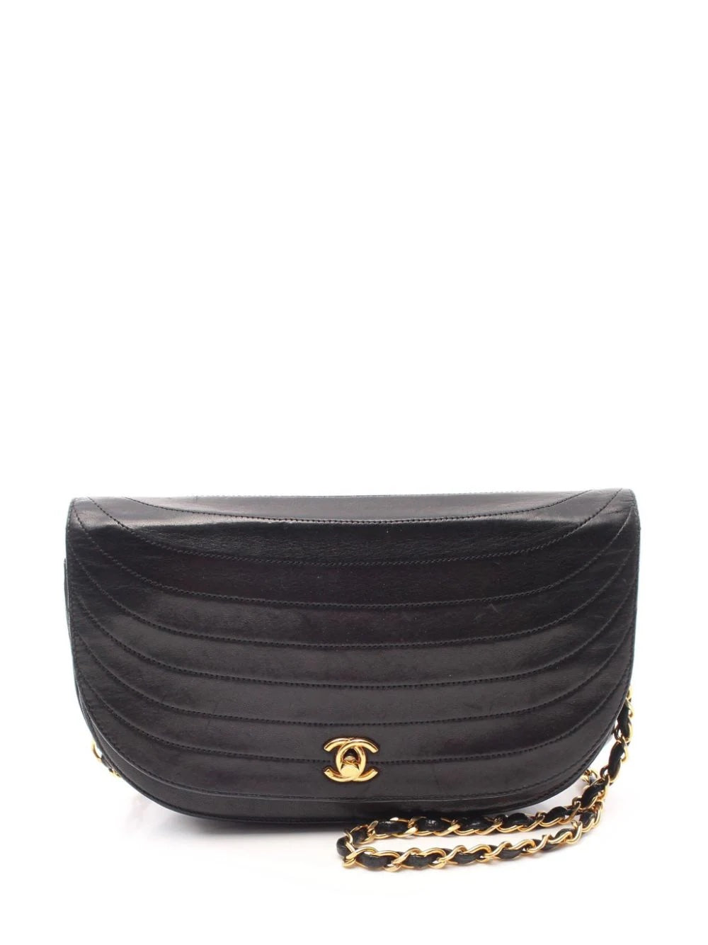 Chanel LAMBSKIN HALF MOON Leather Shoulder Bag