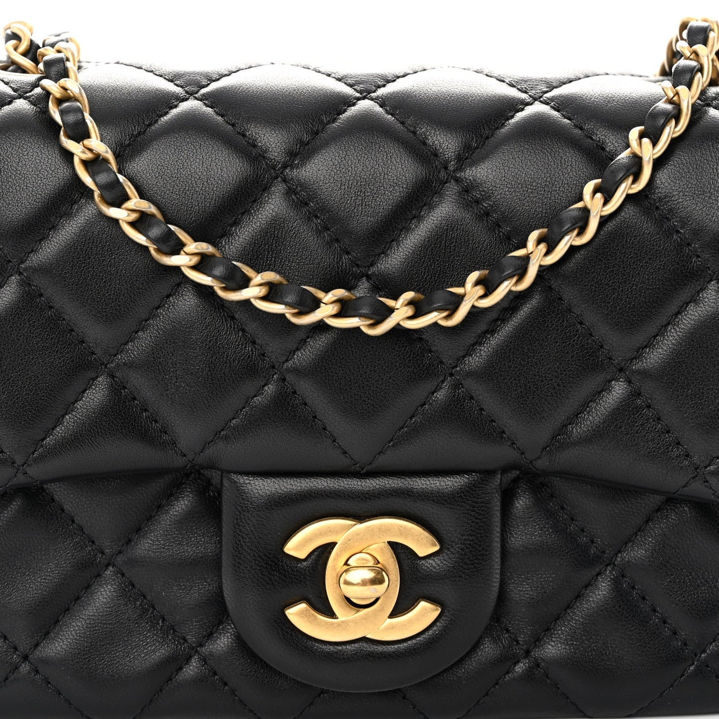 Chanel Lambskin Leather Mini Pearl Crush Square Flap Women Shoes