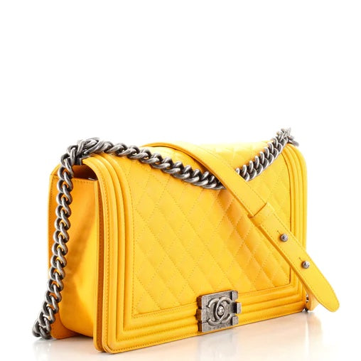 Chanel Quilted Calfskin Leather Medium Boy Bag Hs
