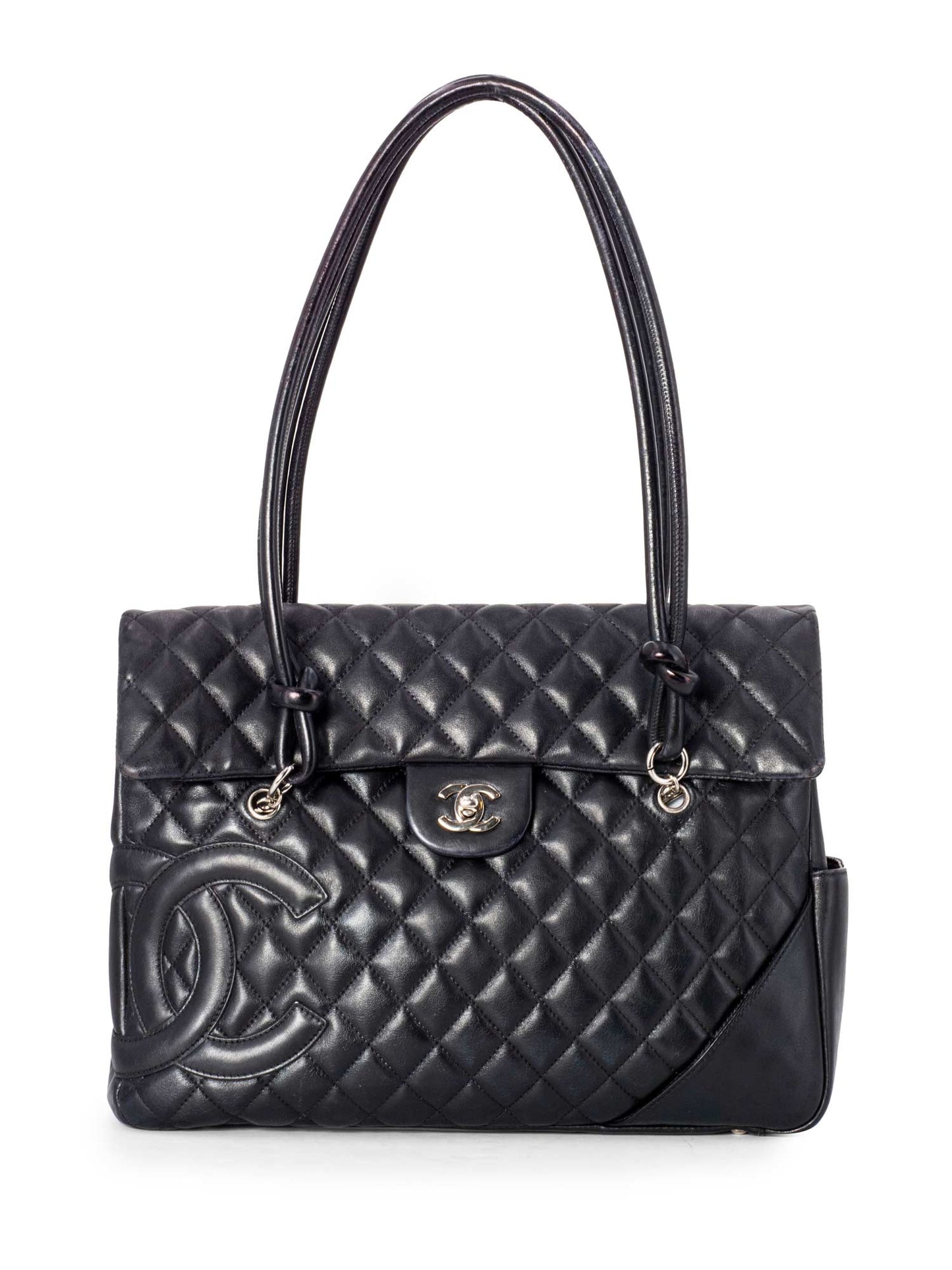 Chanel Quilted Leather CC Flap Maxi Bag Black