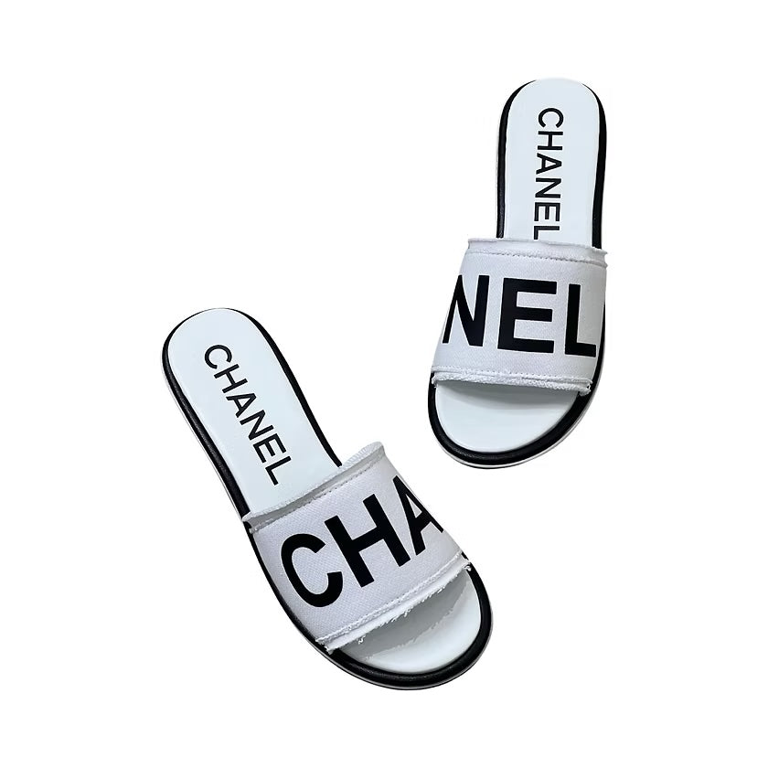 Chanel Raw Edge & Leather Cha Nel Mules Bag