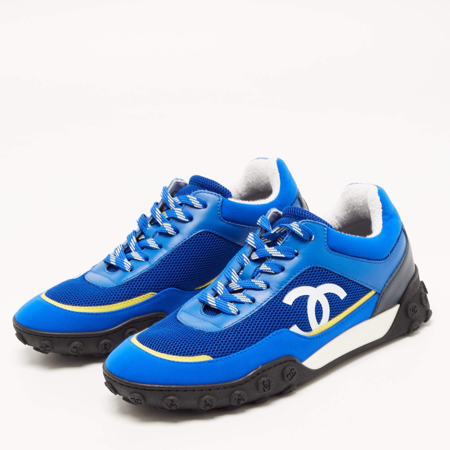 Chanel CC Mesh and Leather Low Top Sneakers for Women