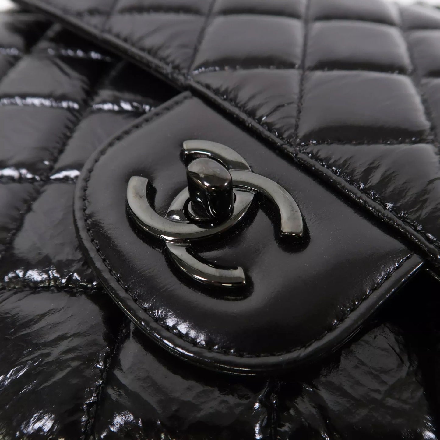 Chanel SO QUILTED CRUMPLED CALFSKIN DOUBLE FLAP Black Shoulder Bag