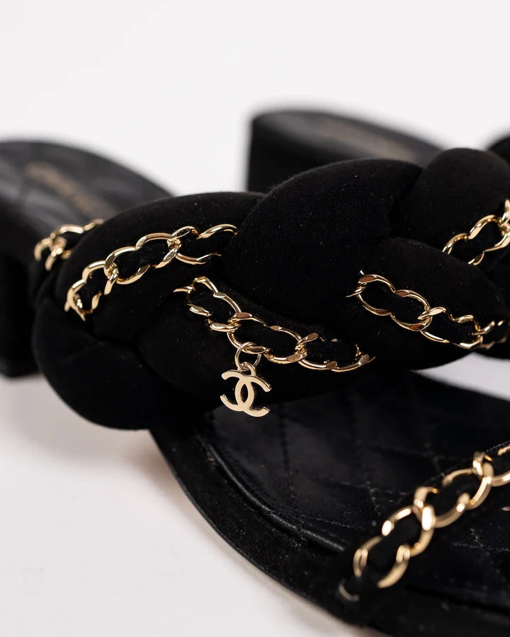 Chanel SUEDE BRAIDED CC CHARM MULES Key Chain