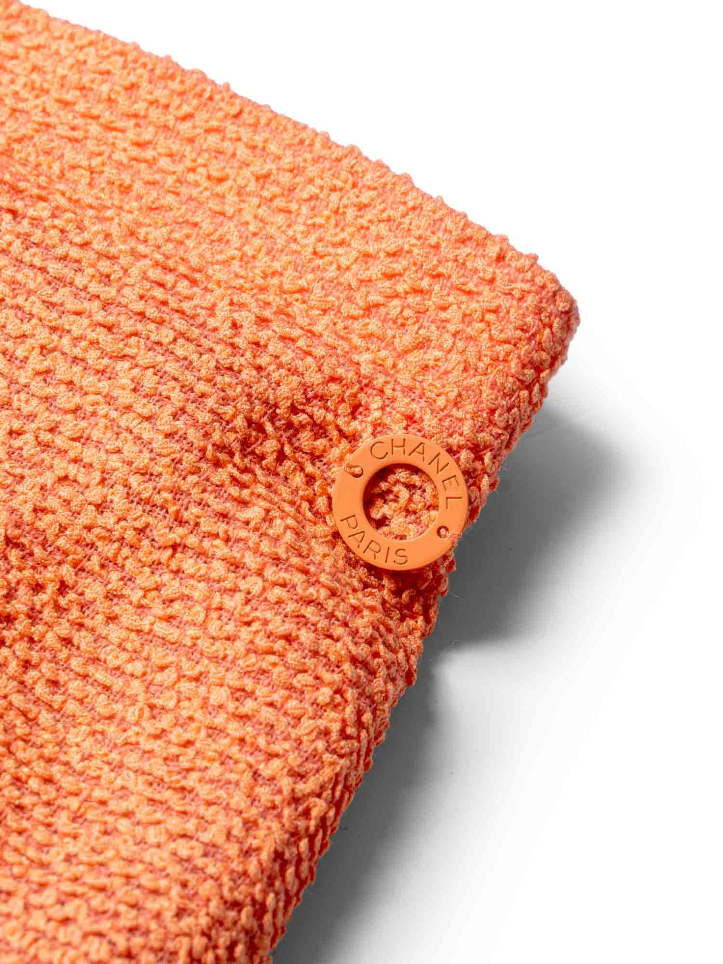 Chanel Tweed Silk Fringe Skirt Orange