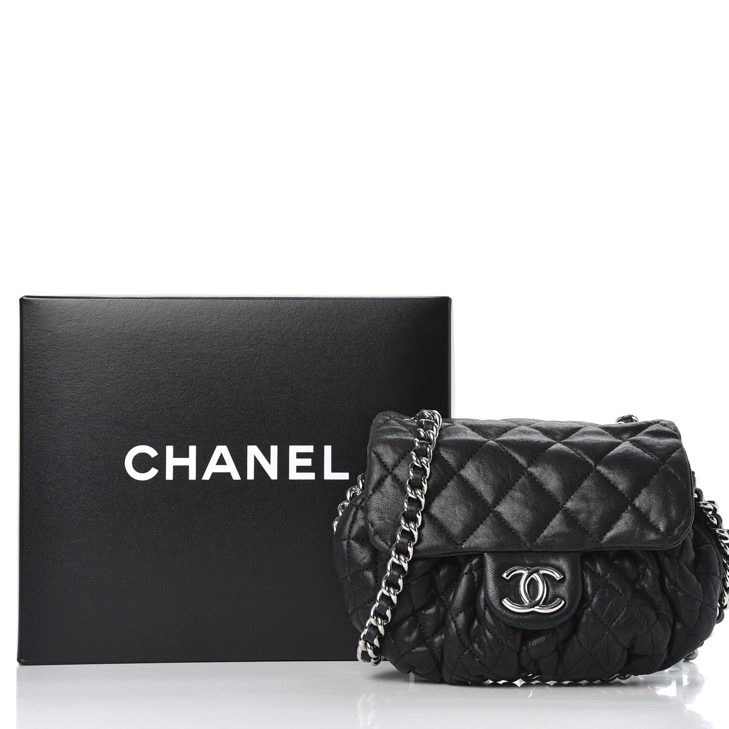Chanel WASHED LAMBSKIN QUILTED AROUND FLAP Shoulder Bag
