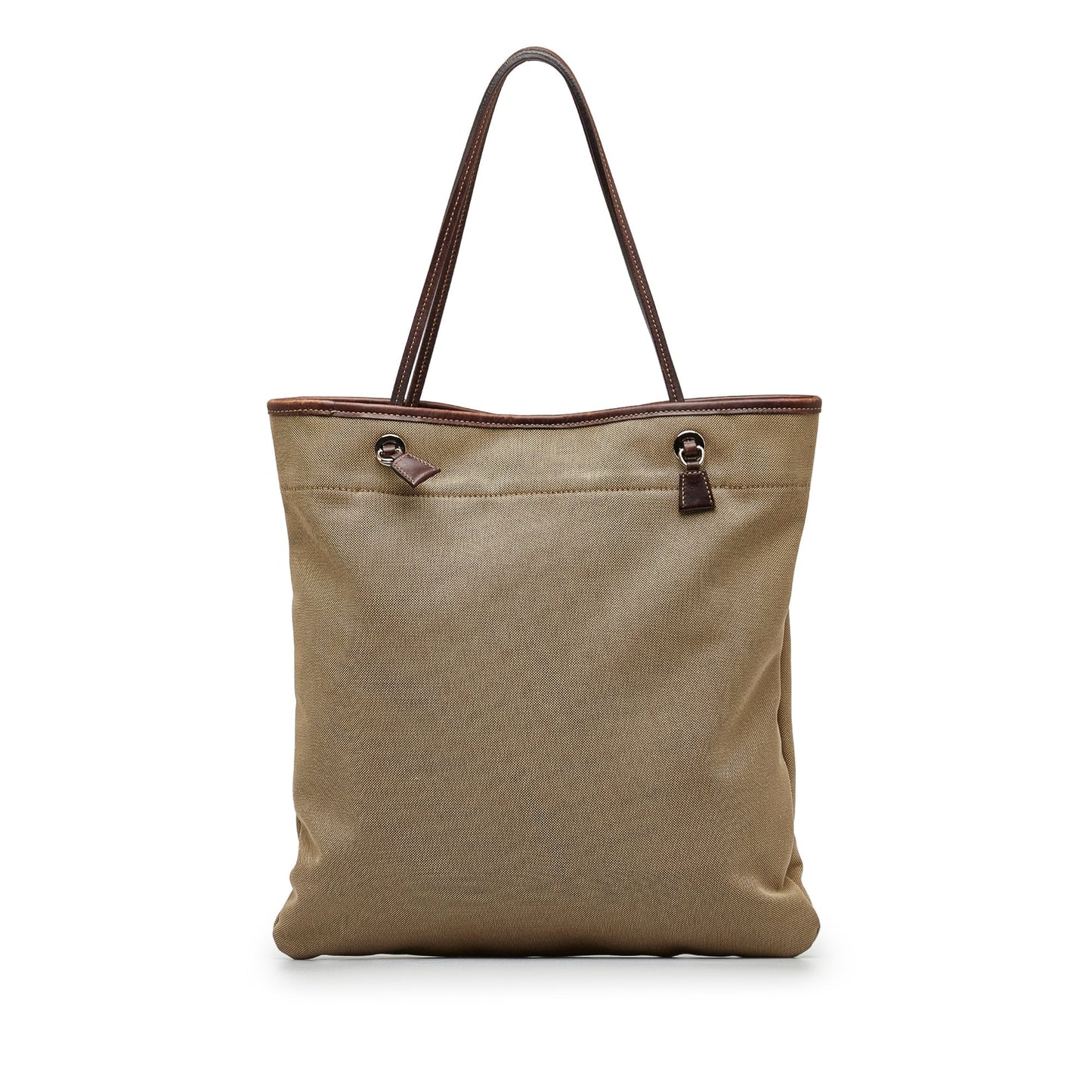 Prada Taupe Canapa Tote Logo Tote Bag