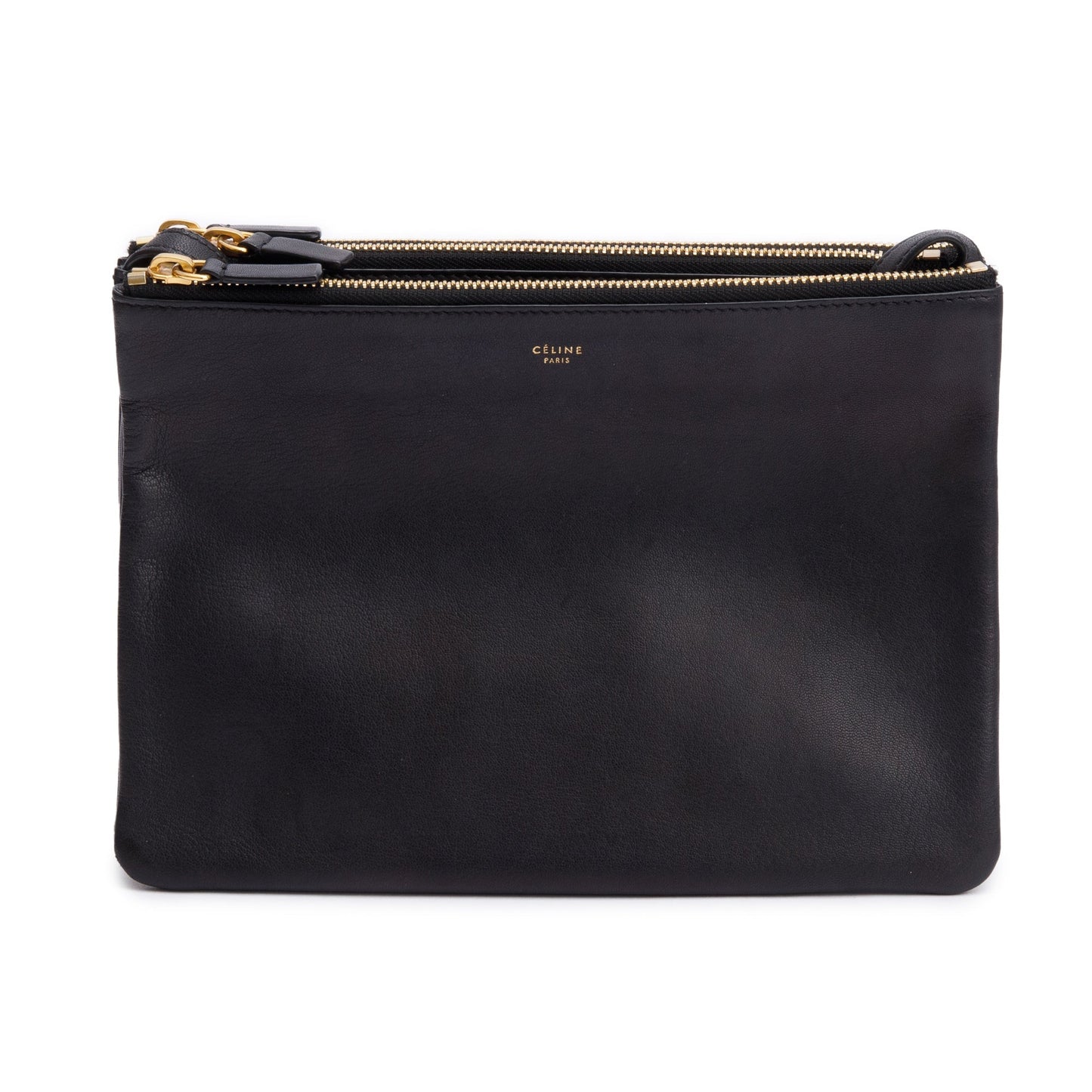 Celine Calfskin Trio Crossbody Bag Leather Black