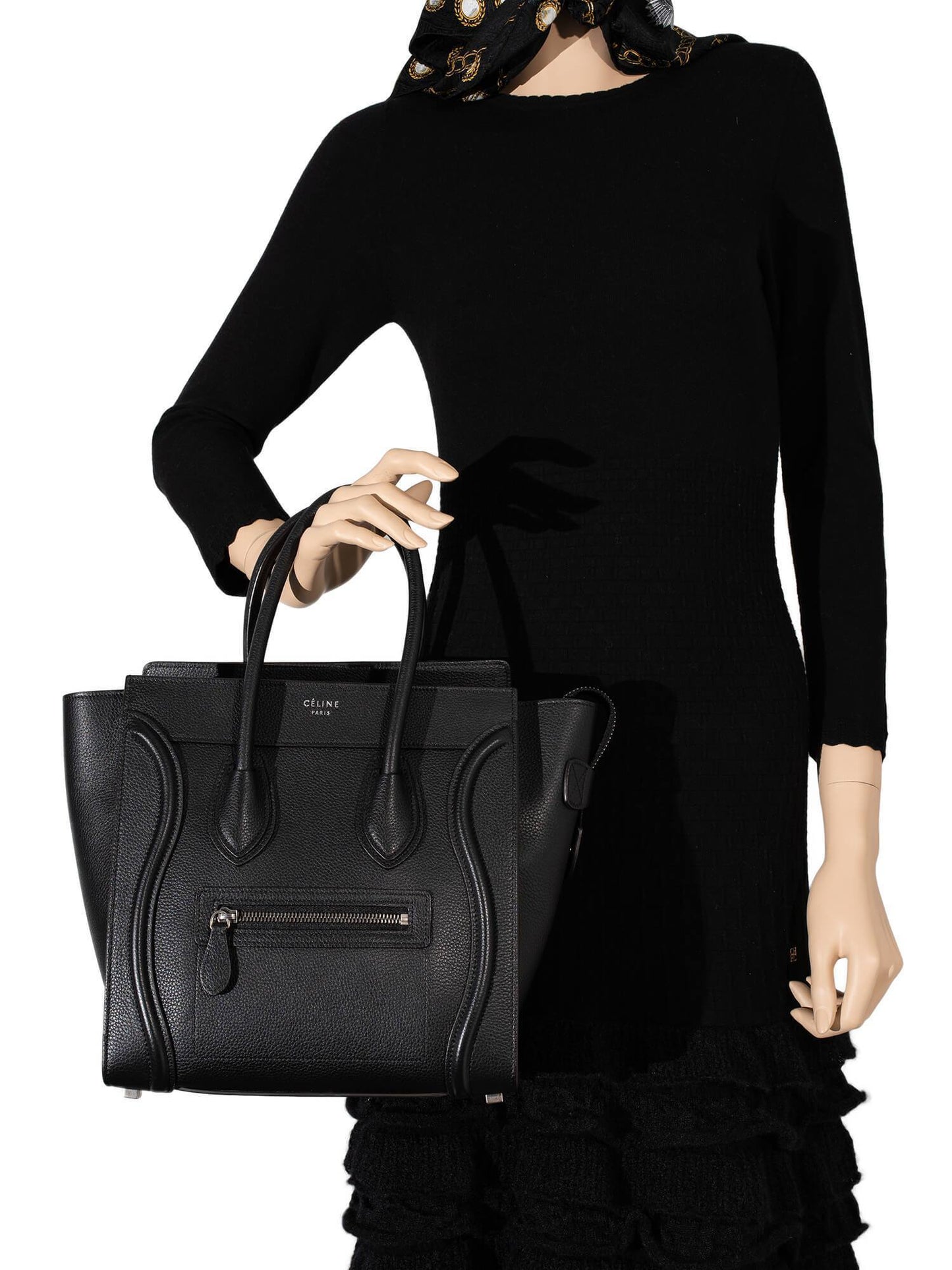 Luxury Drummed Micro Luggage Bag Leather Black Travel Bag