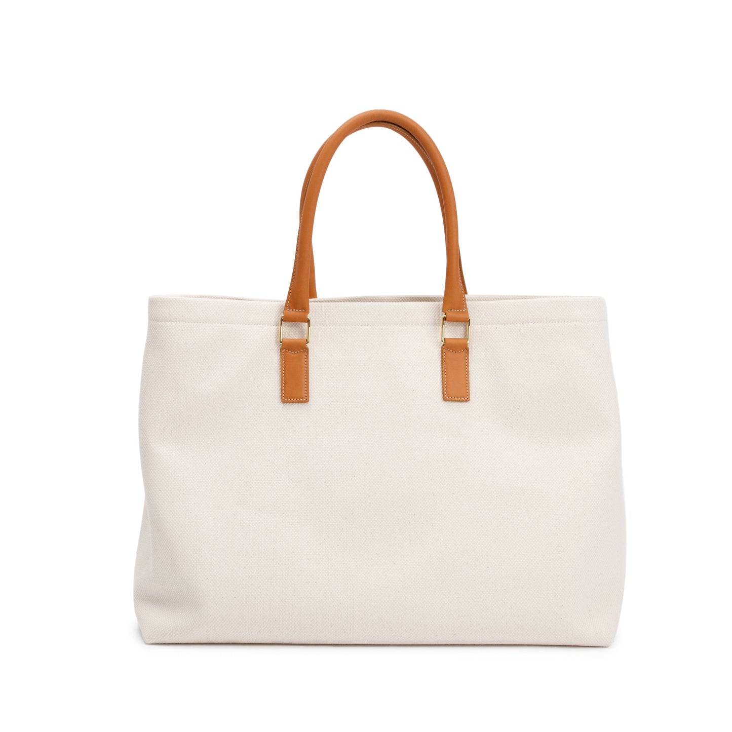 Celine Neutral Calfskin Horizontal Cabas Tote Handbag Leather Canvas Tote Bag