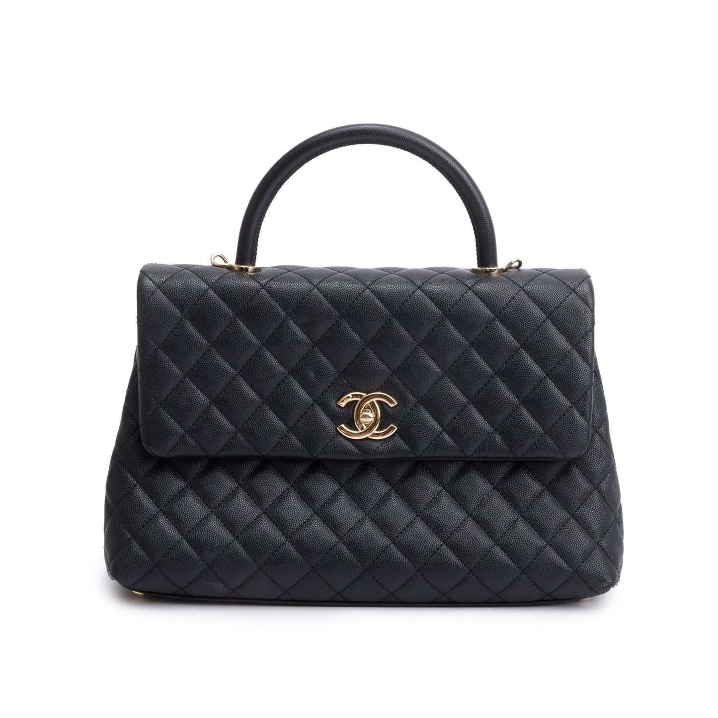 Chanel Quilted Caviar Maxi Top Handle Leather Black Travel Bag