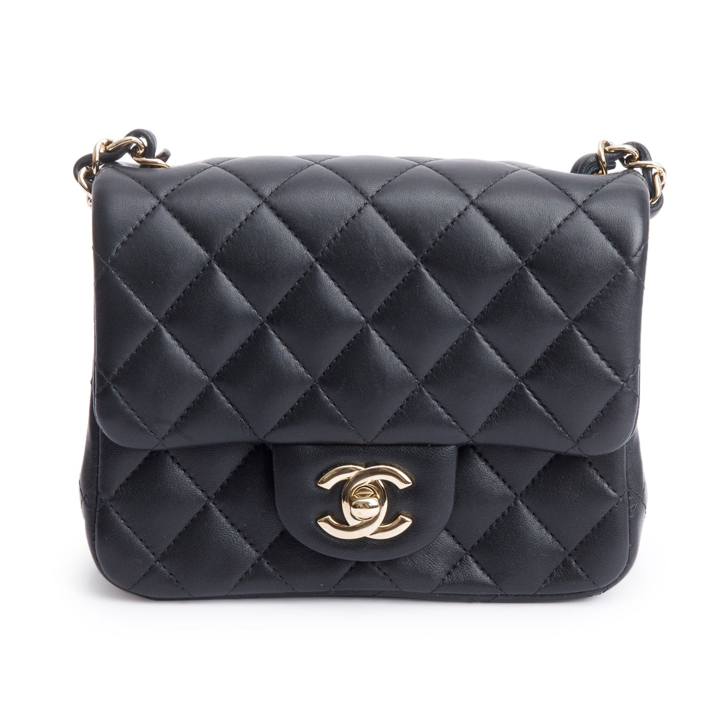 Chanel Quilted Classic Square Flap Leather Lambskin Black Travel Bag