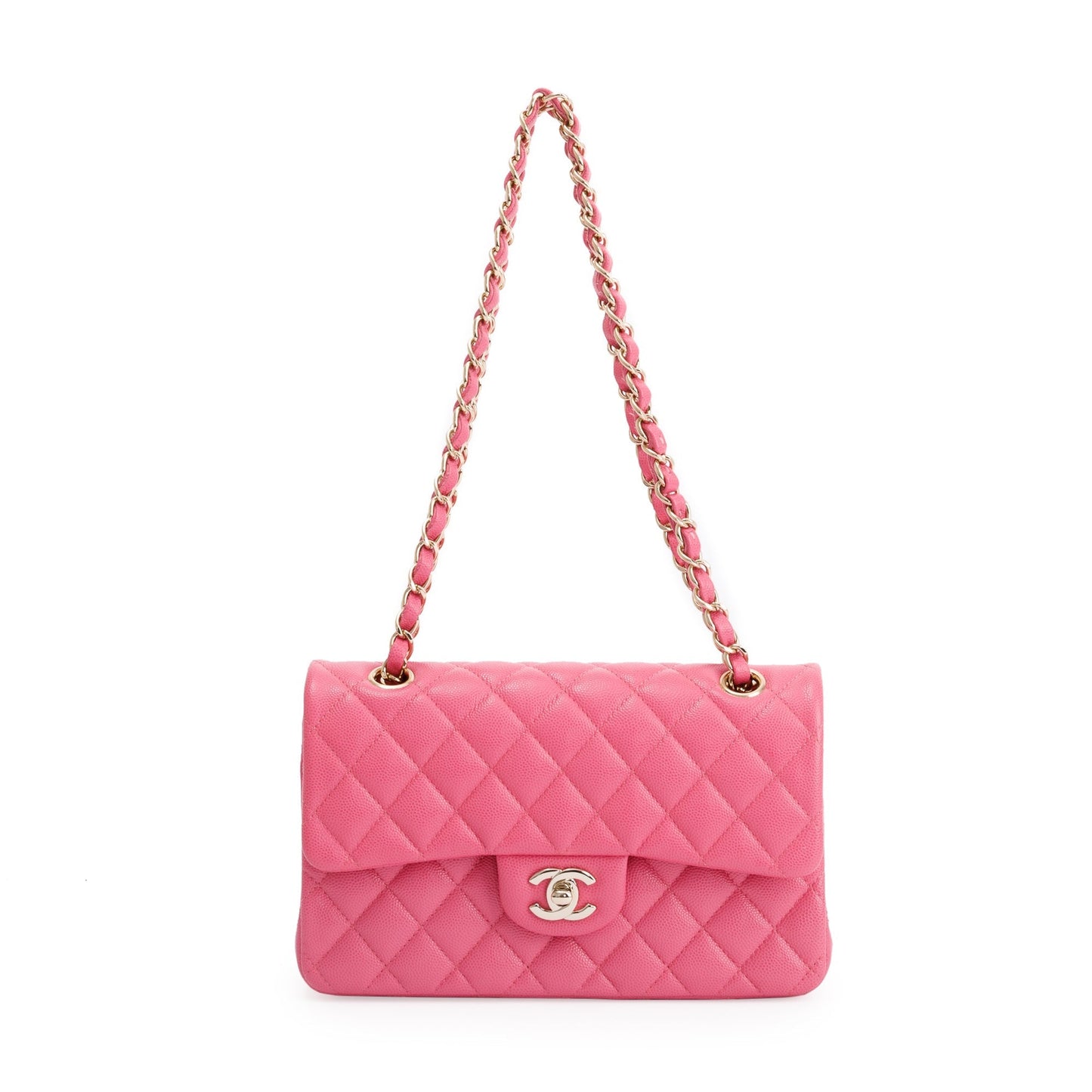 Chanel Caviar Classic Double Flap Pink Travel Bag Authenticity Card