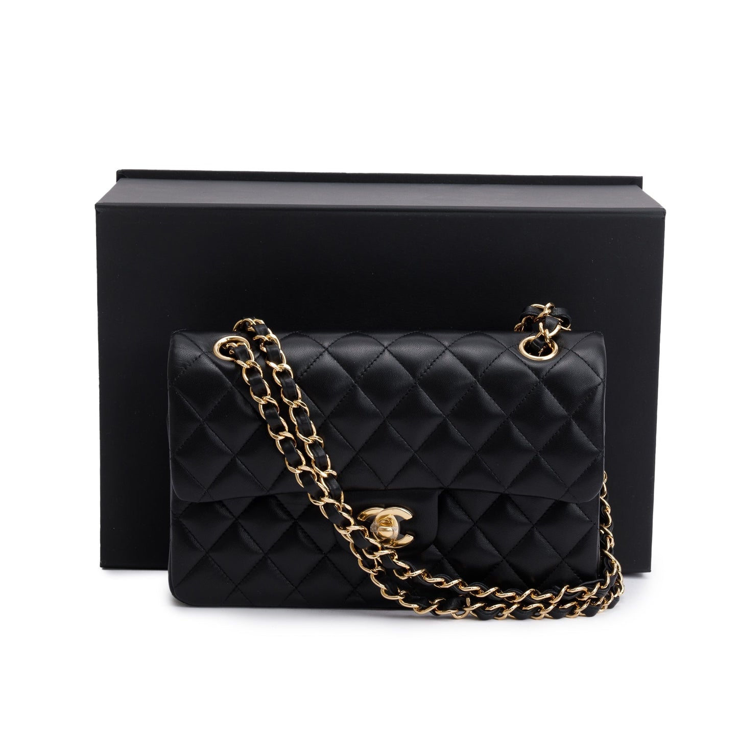 Chanel Classic Double Flap Lambskin Black Travel Bag 8
