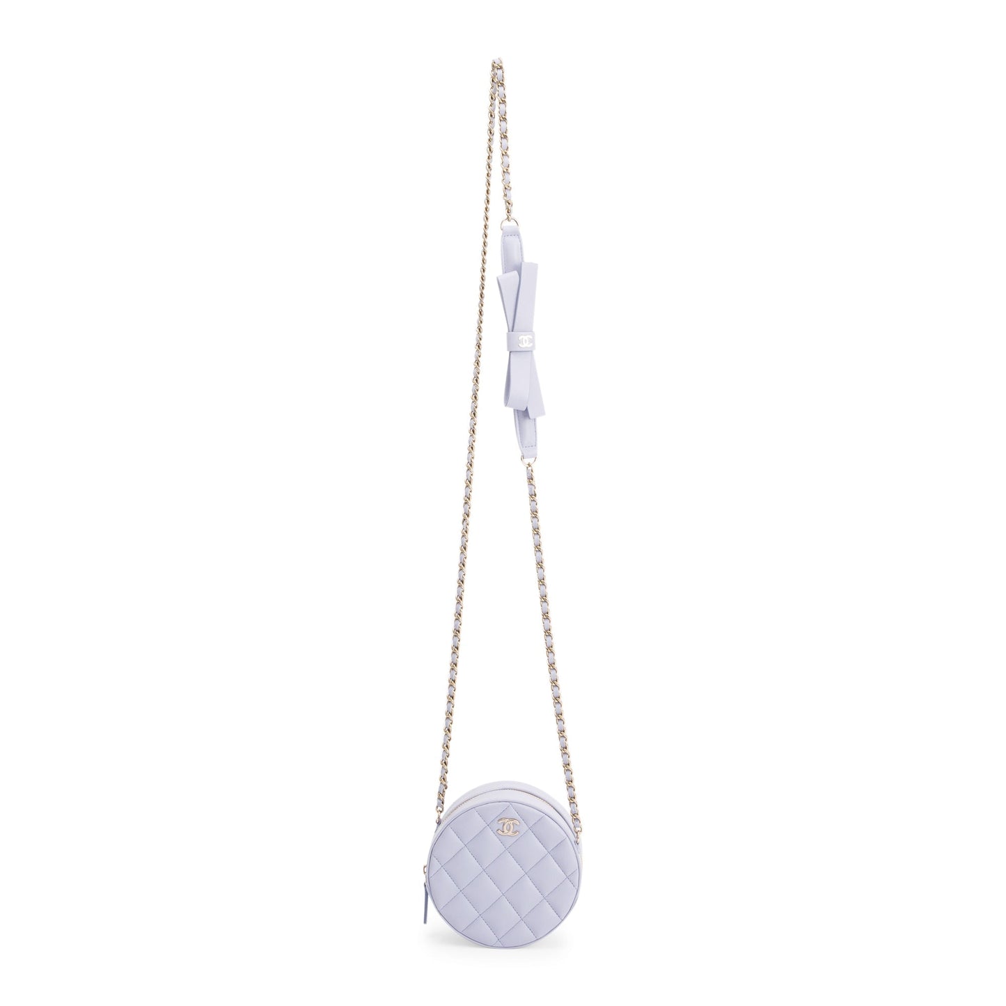Chanel Purple Bow Round Lambskin Travel Bag