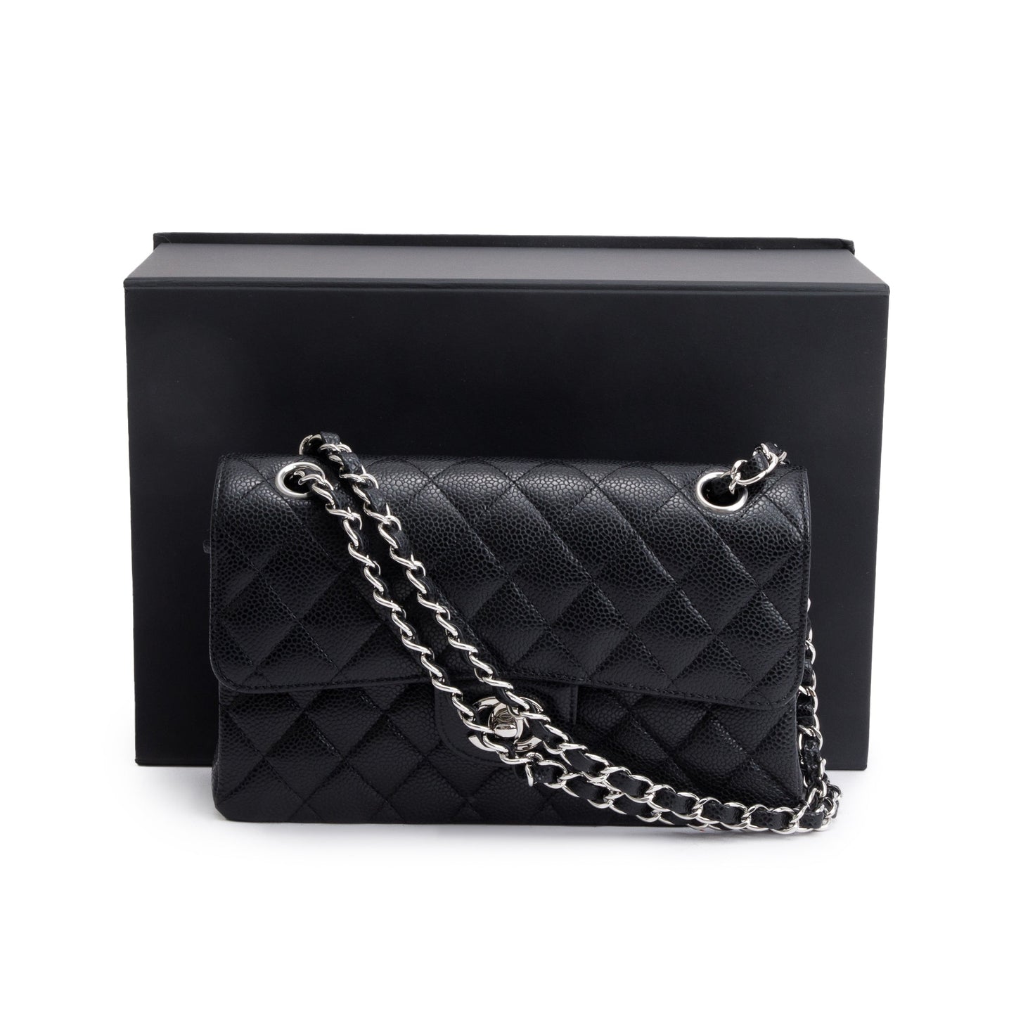 Chanel Caviar Classic Double Flap Black Travel Bag 8